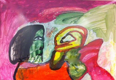 Lucebert – Untitled (Vivid Facescape), 1989 – Mixed média