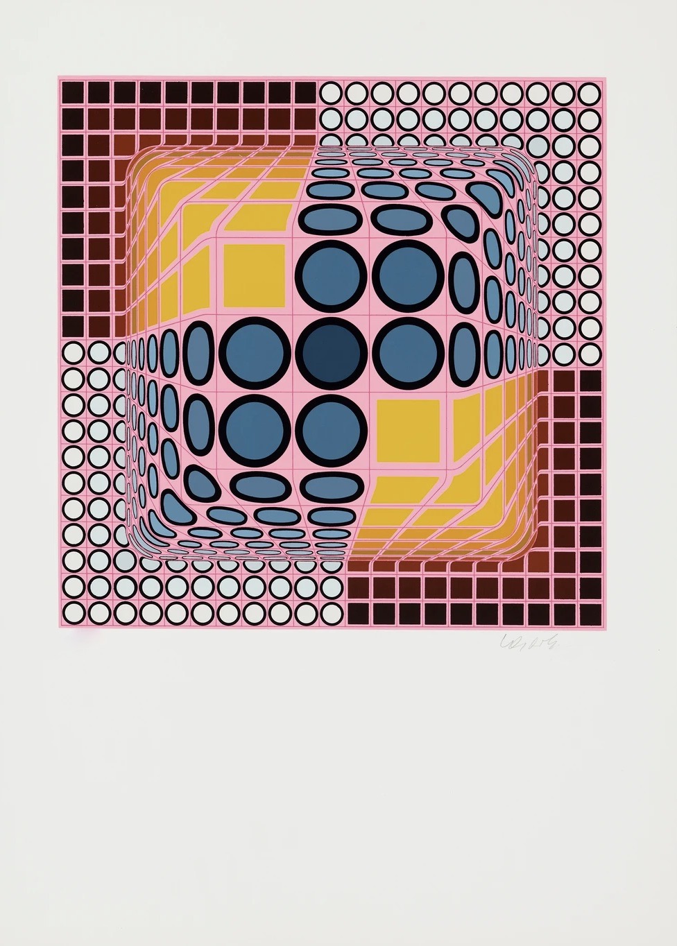 Victor Vasarely – Pink Composition, c. 1980 – Seriegraph