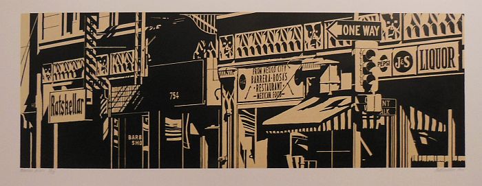 Robert Cottingham – Barrera-Rosa's, 1986 – Linolschnitt