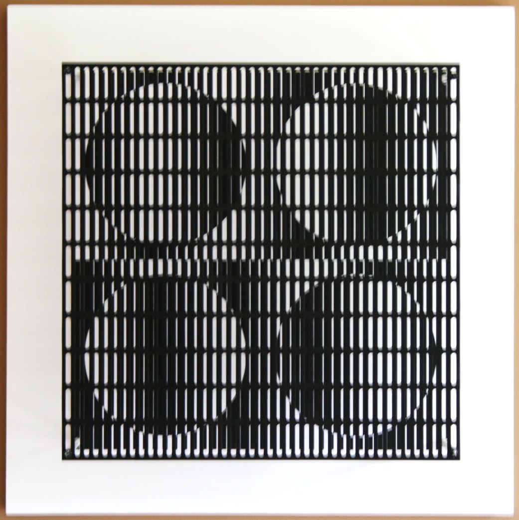 Antonio Asis – vibration 4 cercles noir et blanc, 2010 – Mixed média