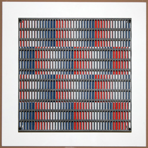 Antonio Asis – vibration bandes bleus et rouges, 2010 – wood, steel and serigraph