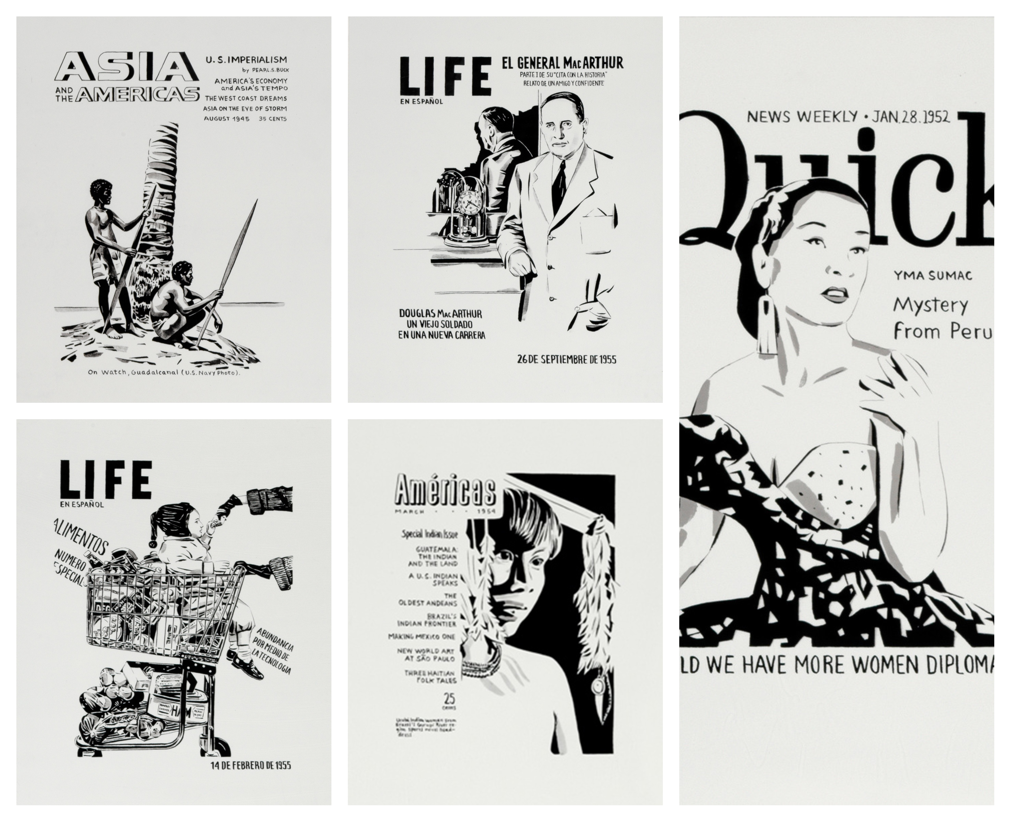 Fernando Bryce – Portfolio QUICK, 2008 – 5 Lithographs on aluminum plates
