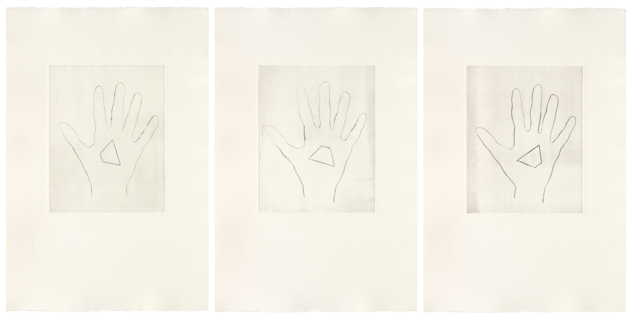 Jonathan Monk – My Left Hand Holding a Piece 3, 2008 – Set 3 Dry points