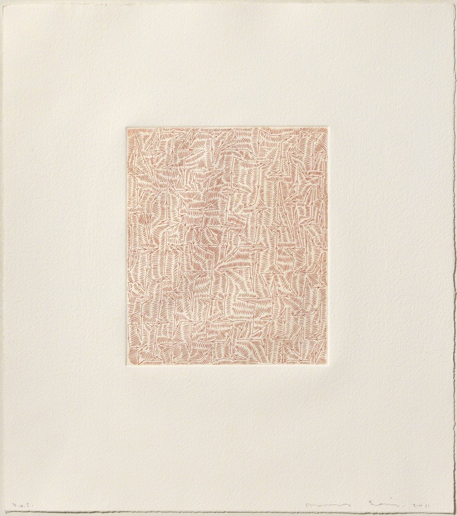 James Siena – Camí de fletxes entre línies paral.leles, 2011 – Aguafuerte