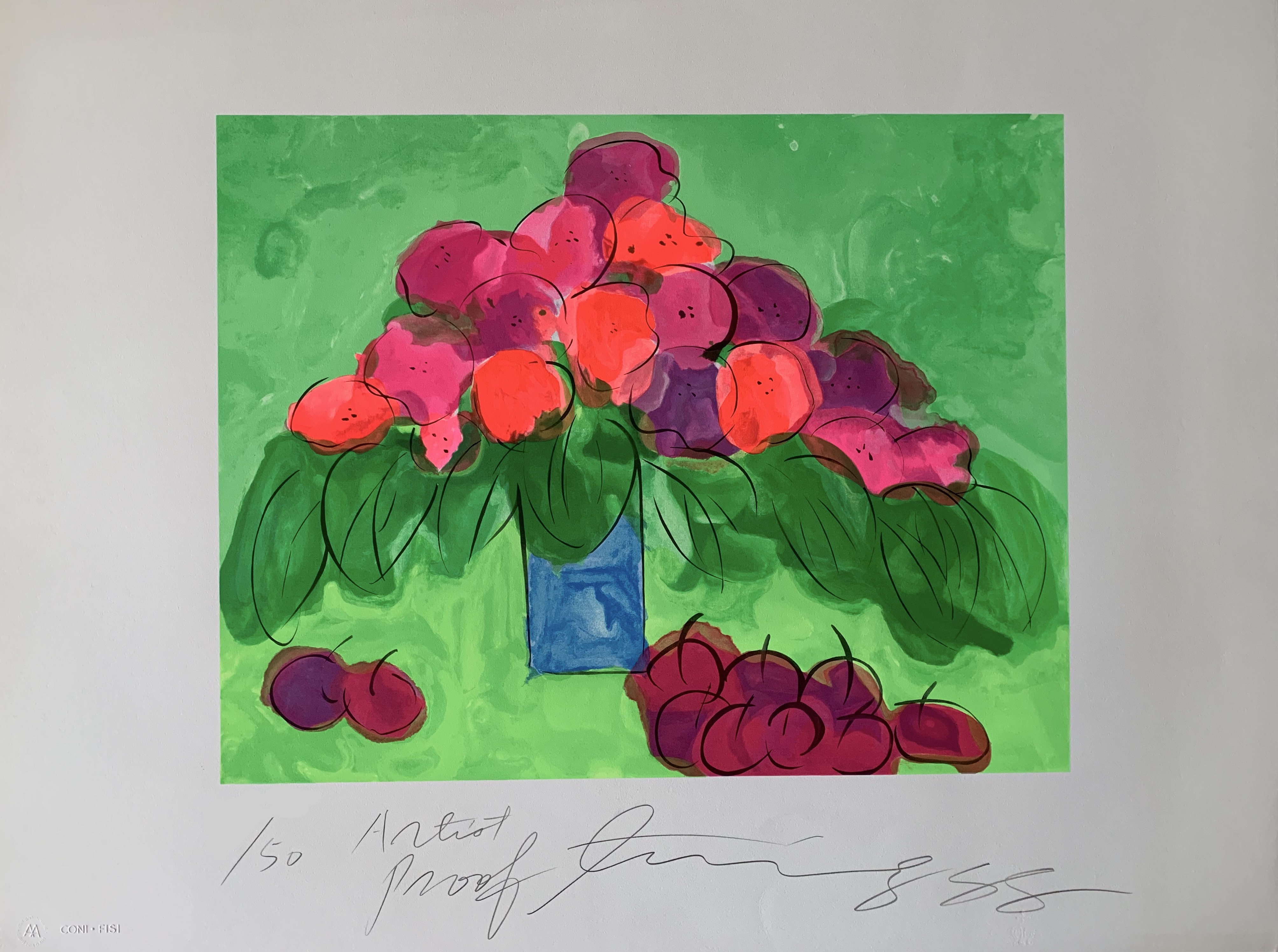 Walasse Ting – I Love Cherries and Flowers, 1980 – Litografía