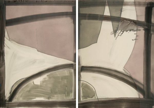 Alison Wilding – Dogs (diptych, pale tones), 2005 – Monotipo