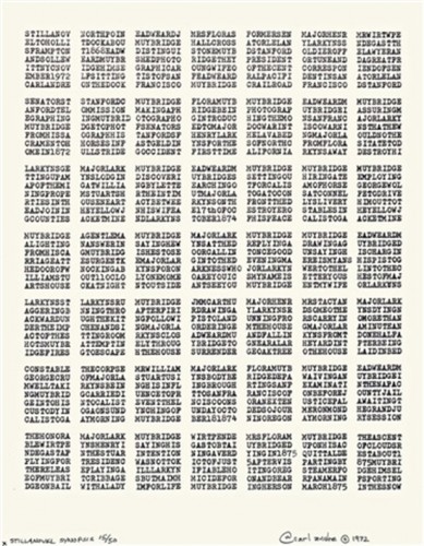 Carl Andre – Still Novel Synopsis, 1972 – Inkjet print