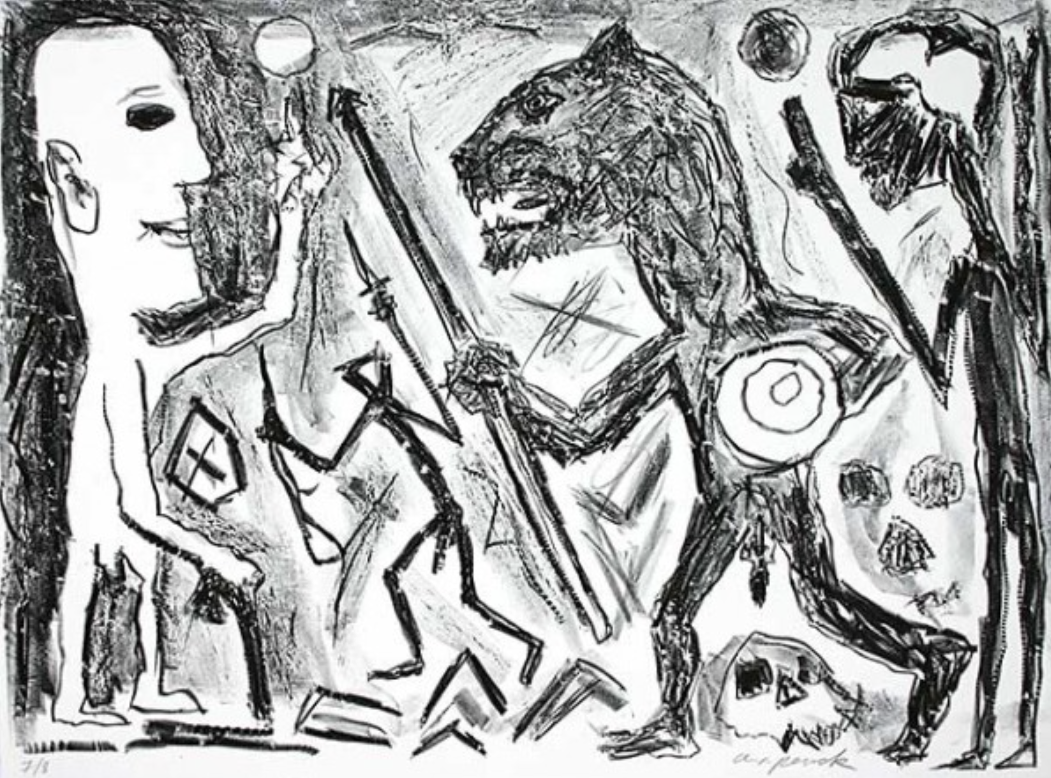 A.R. Penck – Homer u. Aristoteles, 1 Blatt – Lithographie