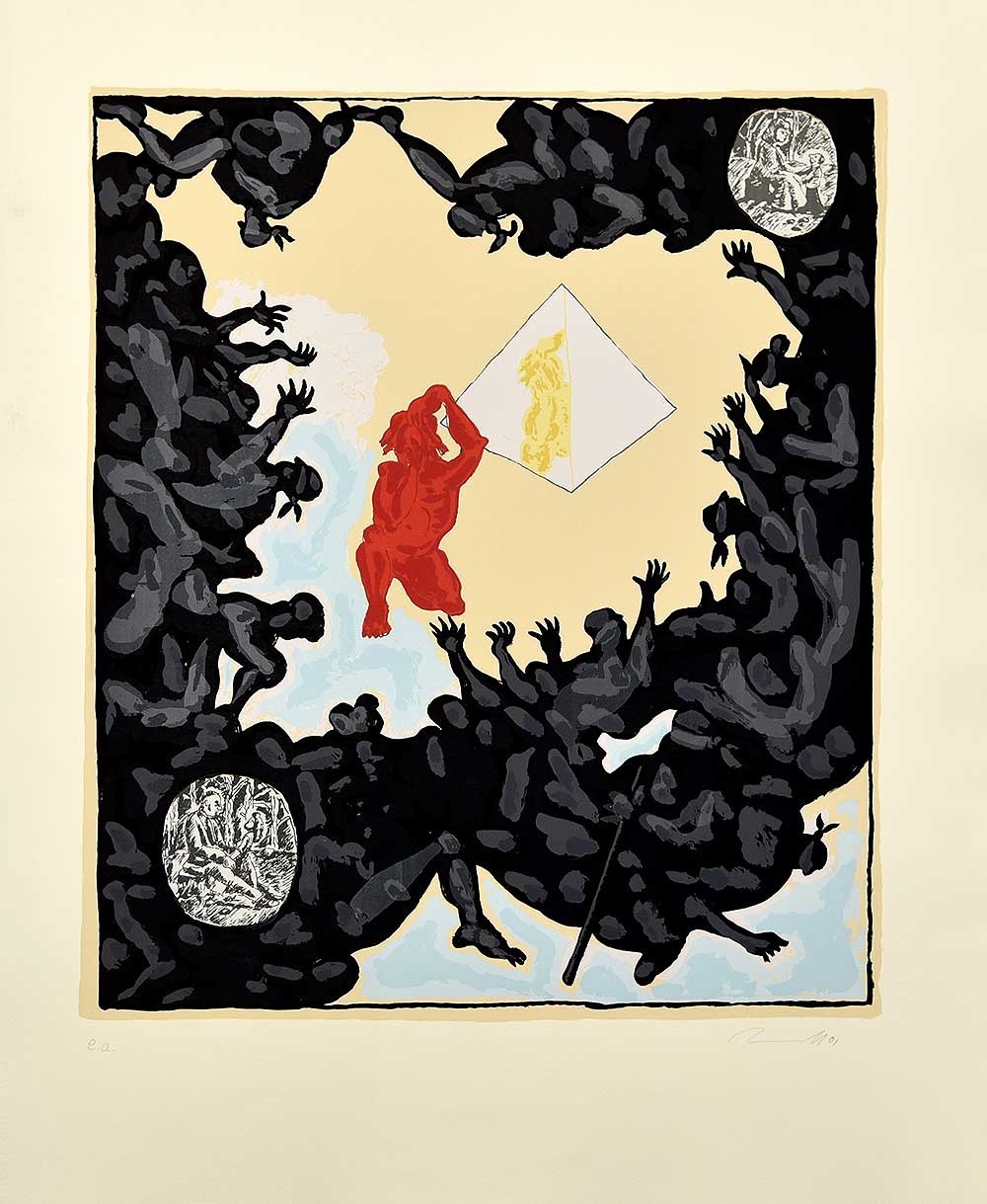 Jorg Immendorf – Ohne Titel / AT-Spiegelgrafik – Silkscreen