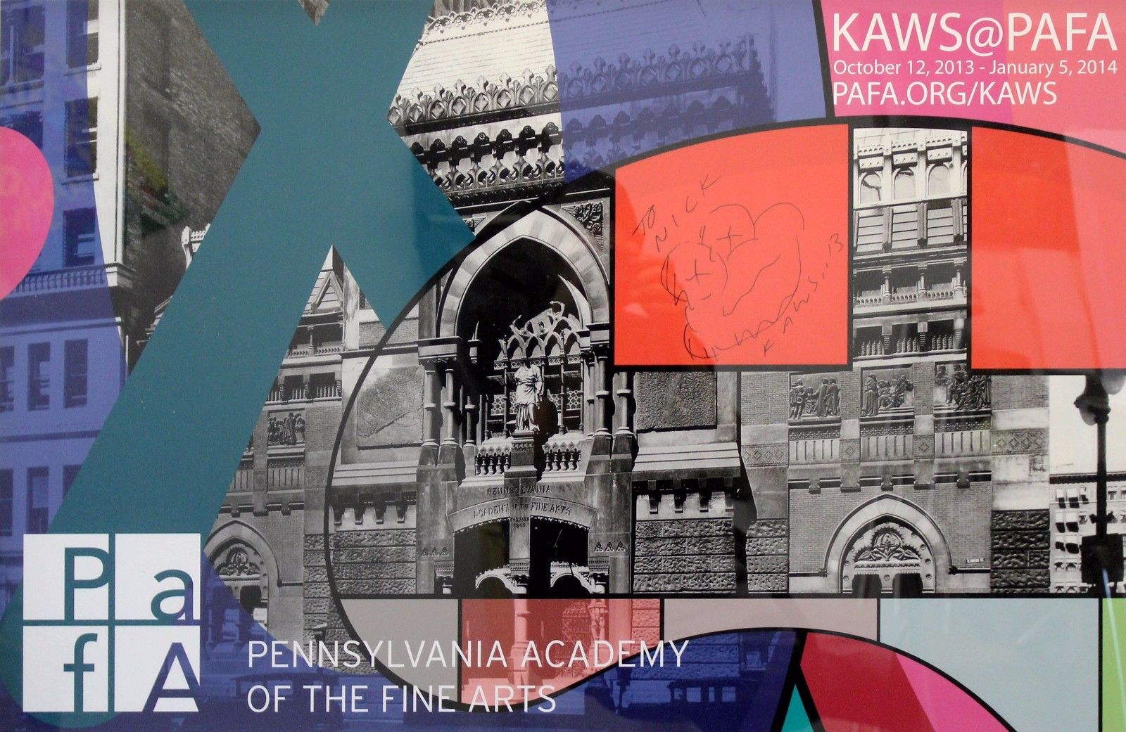 KAWS – Unique Ink Sketch on PAFA, 2013 – Ink