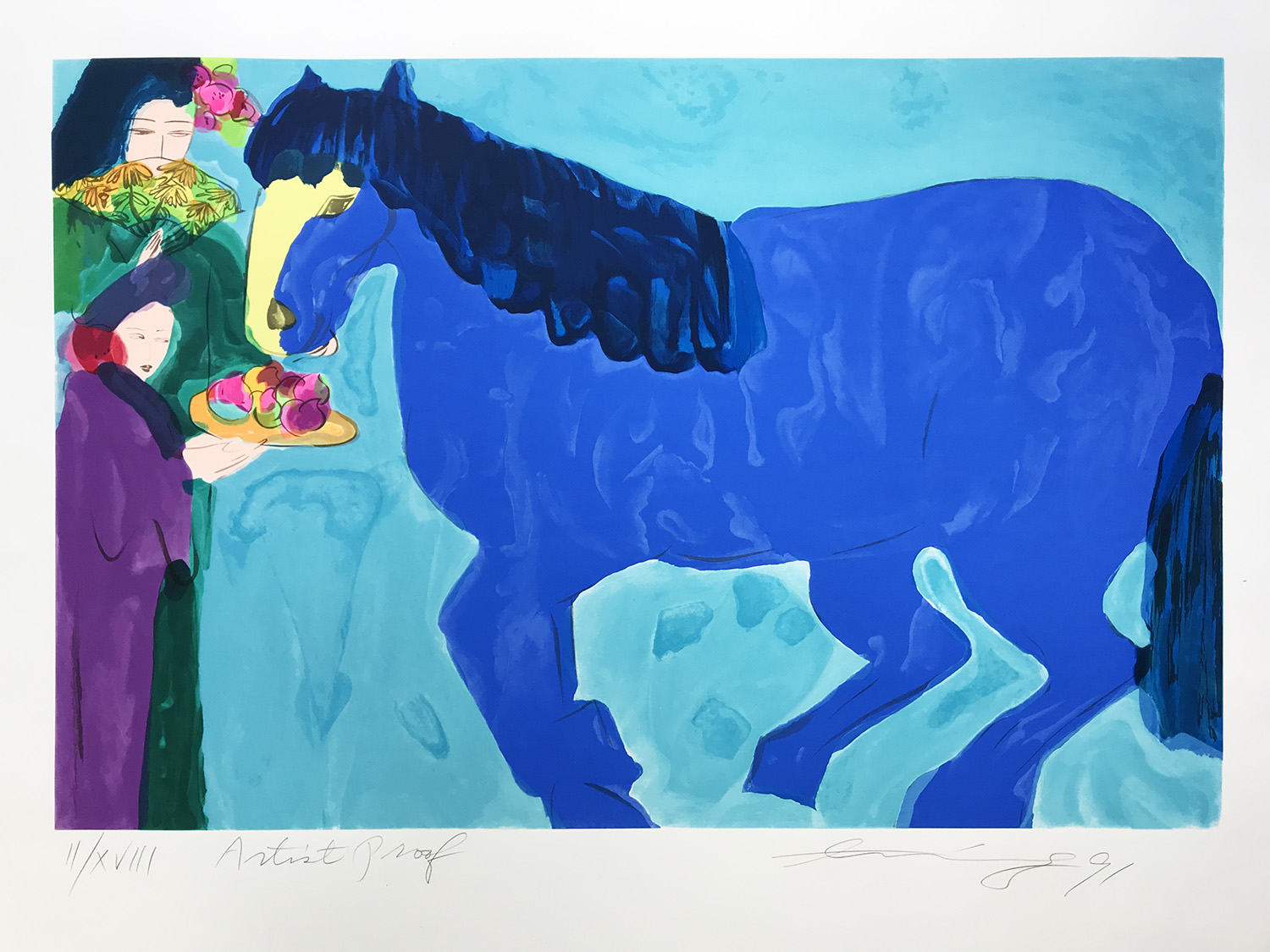 Walasse Ting – Blue horse, 1991 – Screen-print
