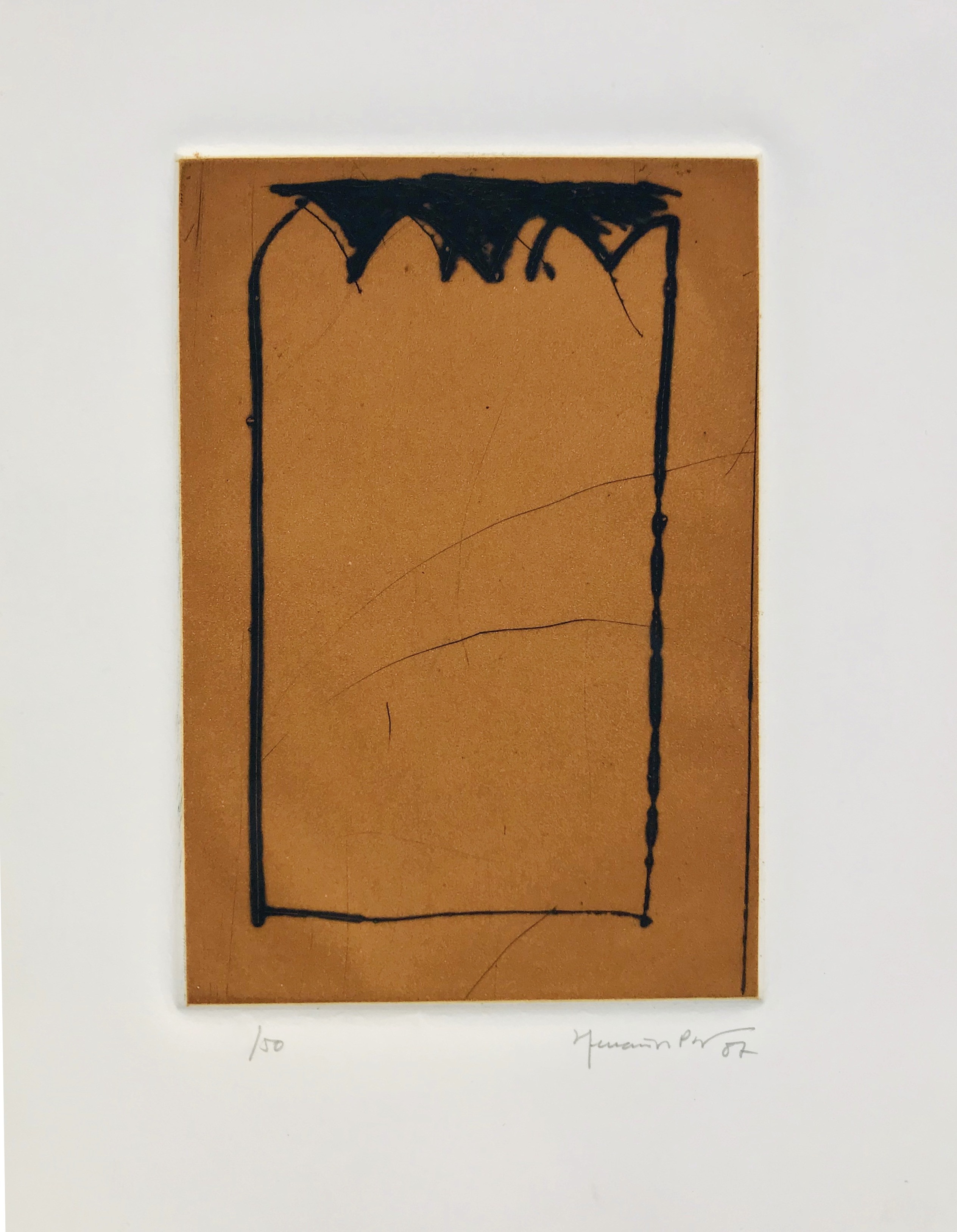 Joan Hernandez Pijuan – Catedral ocre, 1987 – Aquatinte