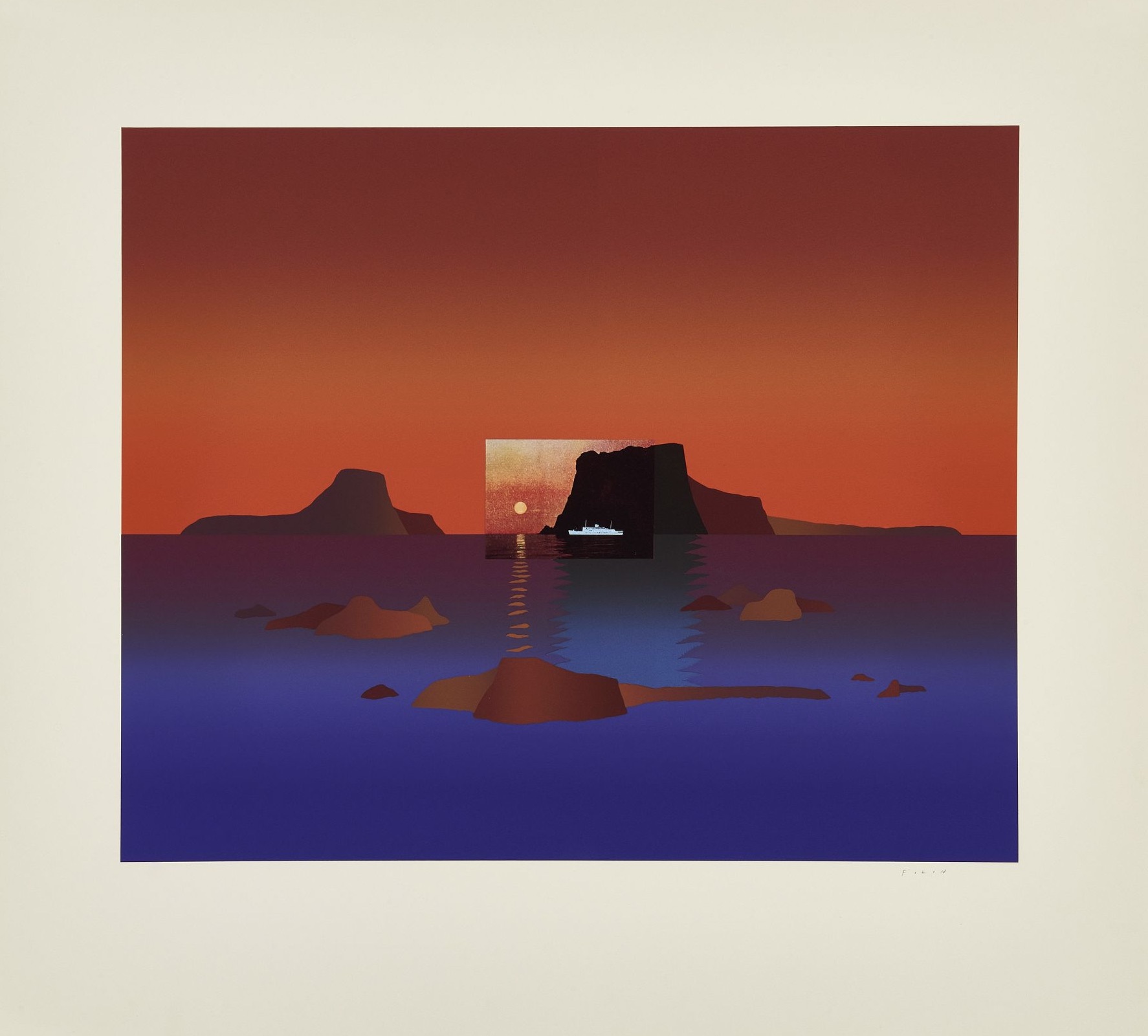 Jean-Michel Folon – Je vous ecris des cyclades, 1986 – Siebdruck