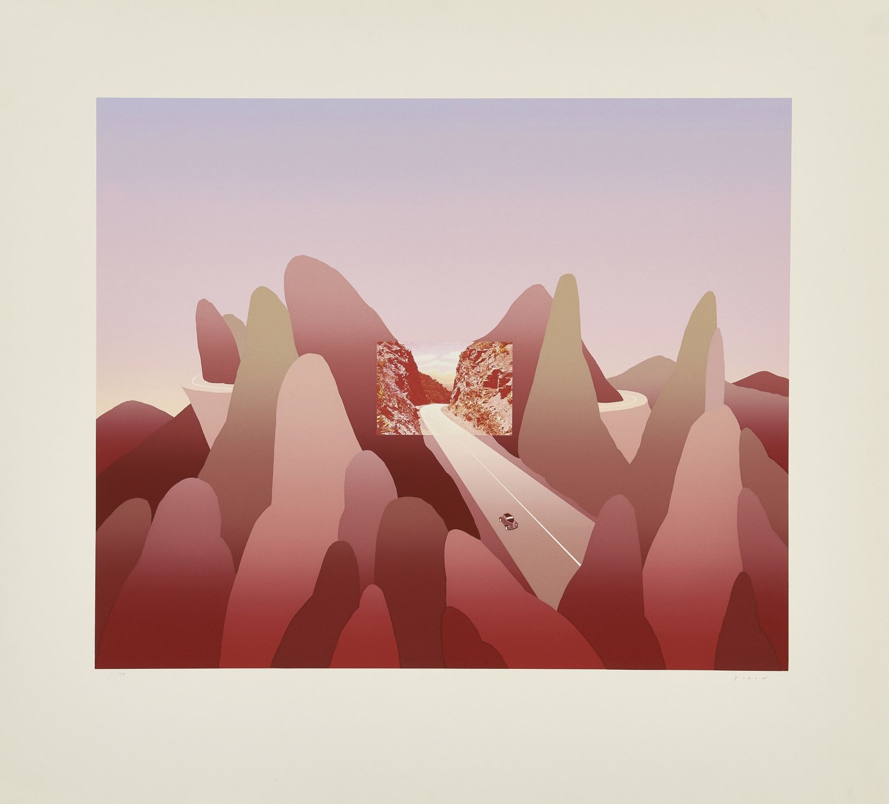 Jean-Michel Folon – Je vous ecris des montagnes Rocherrses, 1986 – Zeefdruk