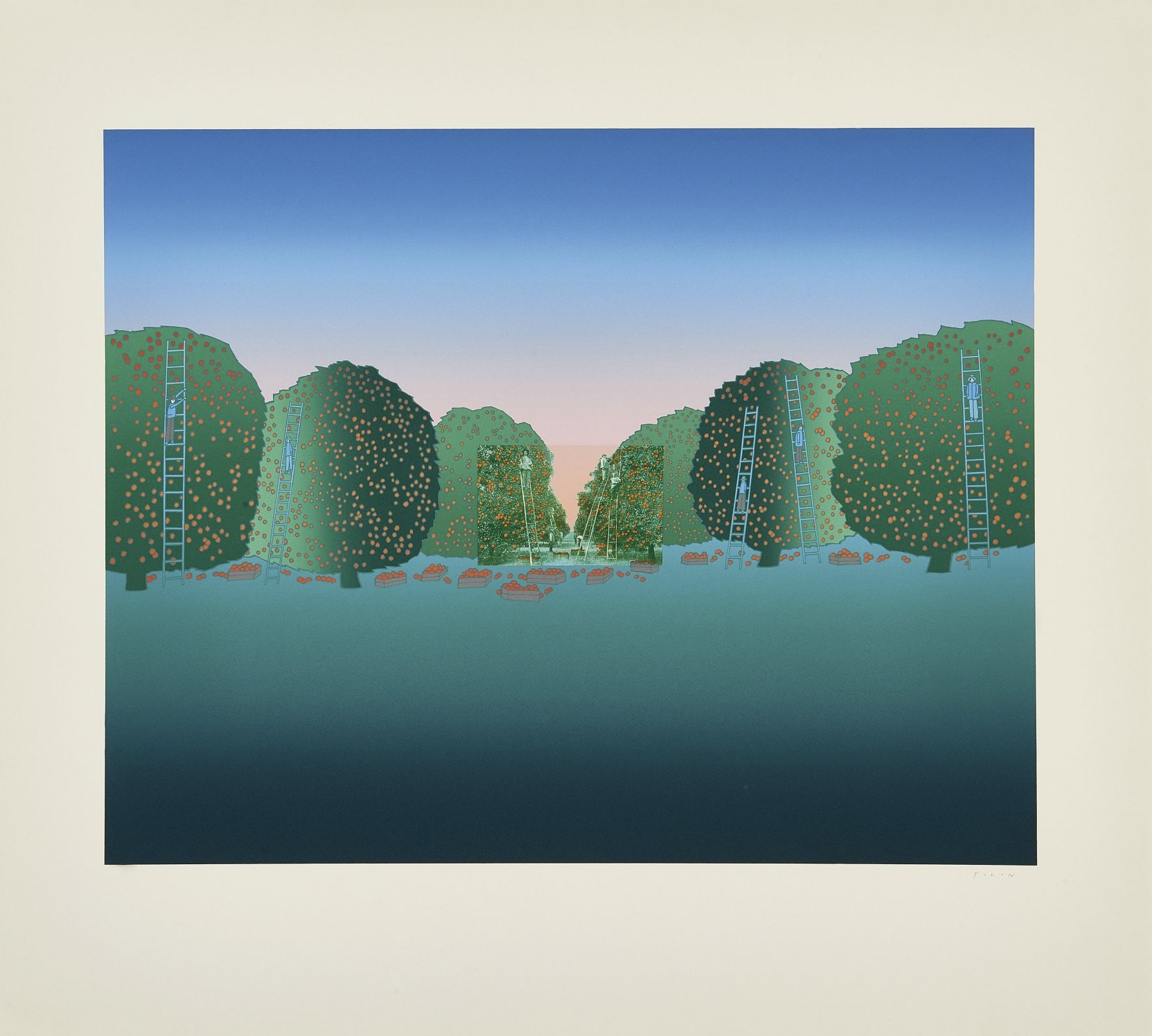 Jean-Michel Folon – Je vous ecris de Florida, 1986 – Zeefdruk
