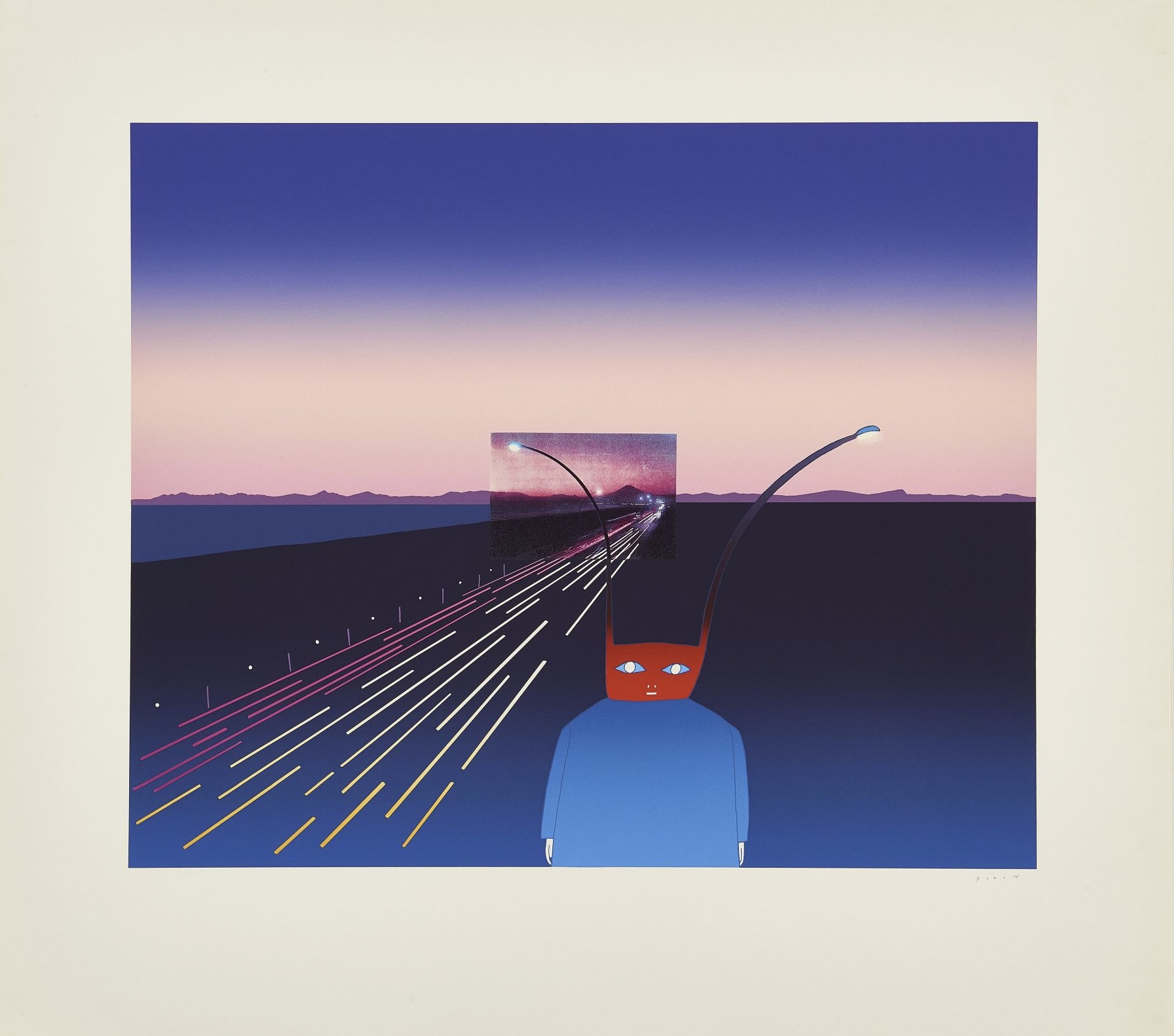 Jean-Michel Folon – Je vous ecris de Mt. Fuji, 1986 – Zeefdruk
