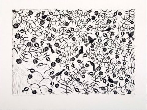 Antonio Ballester Moreno – Pájaros, 2013 – Grabado en linóleo