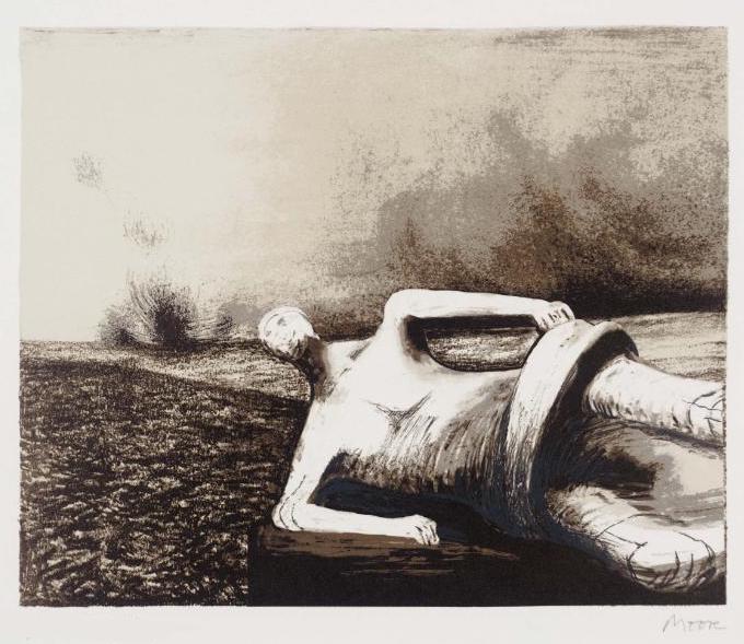 Henry Moore – Male figure in landscape C.470, 1977 – Lithograph