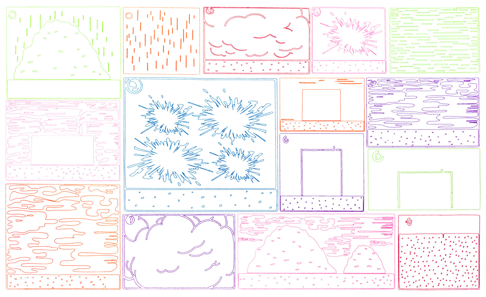 Peter Halley – Cartoon Views, 2020 – Gravure