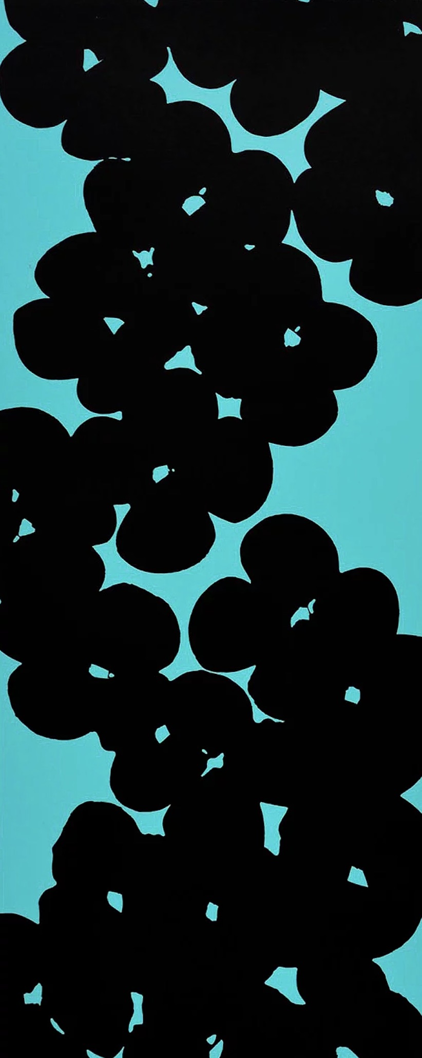 Donald Sultan – Wallflowers (black on aqua), 2018 – Zeefdruk