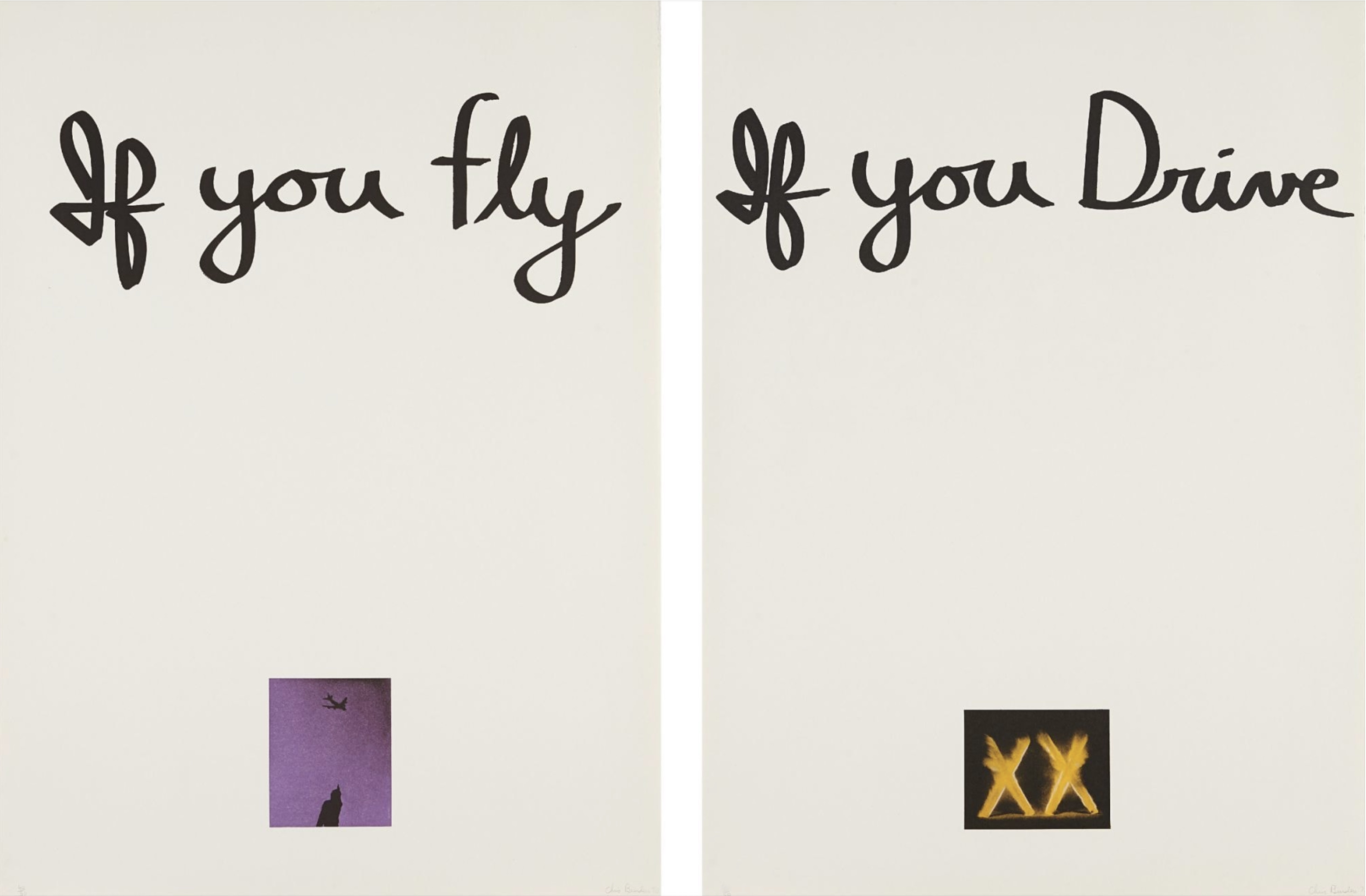 Chris Burden – If You Fly, If You Drive (diptych), 1973 – Lithografie