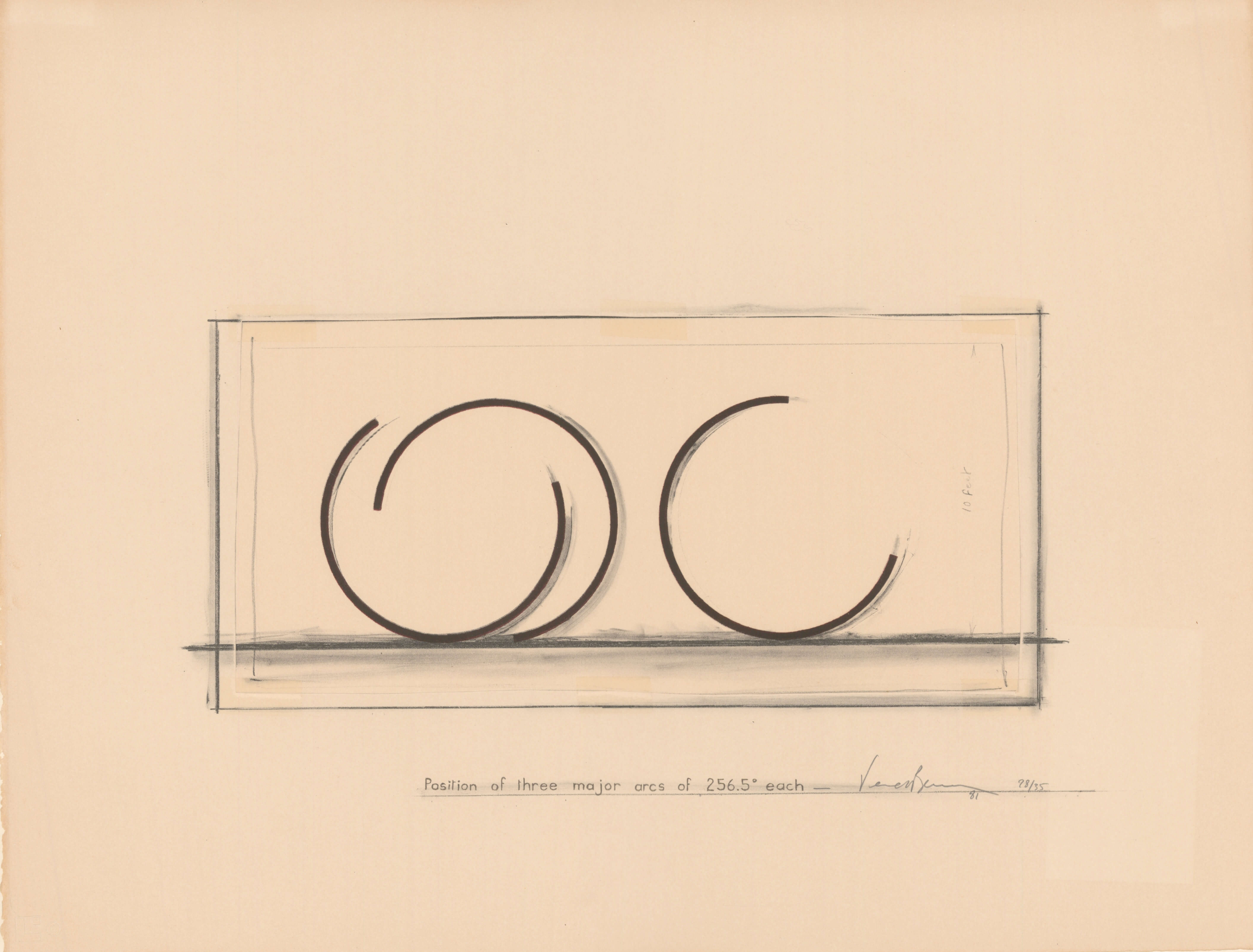 Bernar Venet – Position of three major arcs of 265.5° each, 1981 – Gemengde techniek.