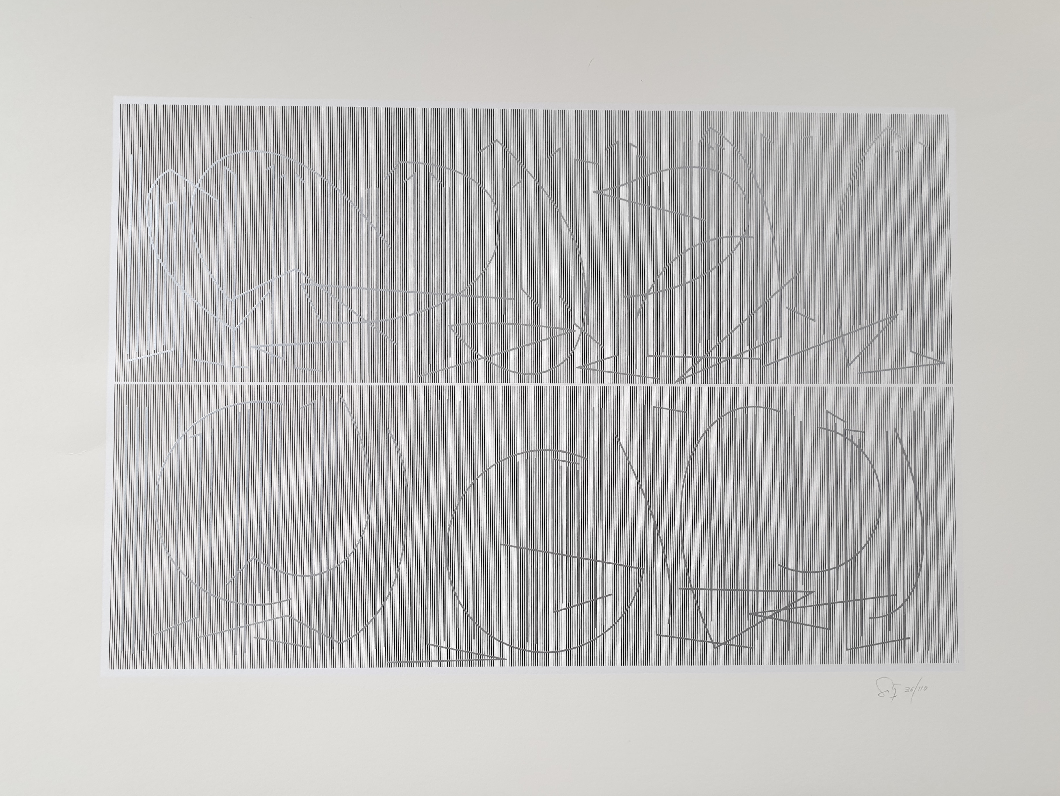 Rafael Jesus Soto – Untitled (Silver Lines) – Screen-print