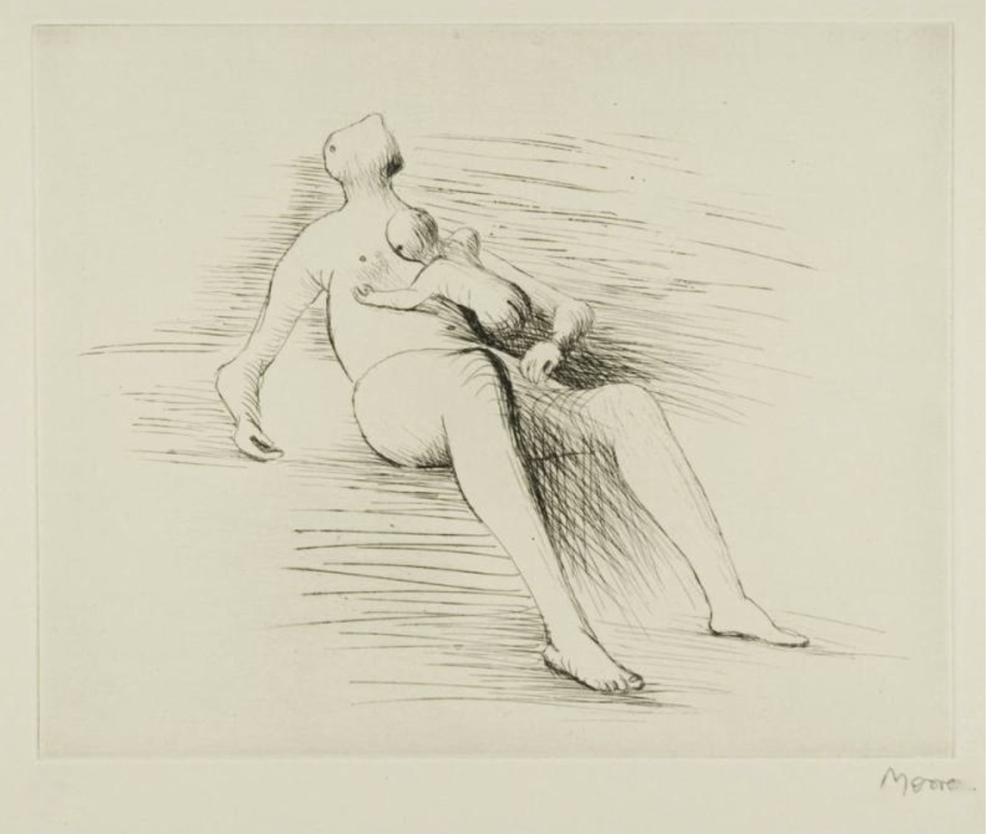 Henry Moore – Recling Mother And Child II, 1979 – Gemengde techniek.