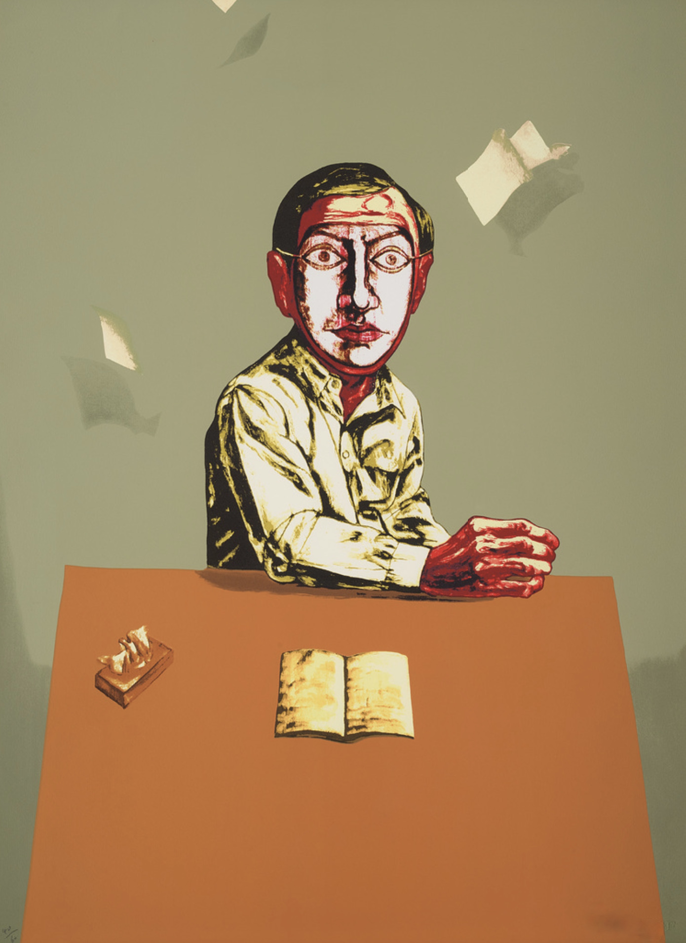 Zeng Fanzhi – Sitting Man, from Mask Series, 2006 – Lithographie