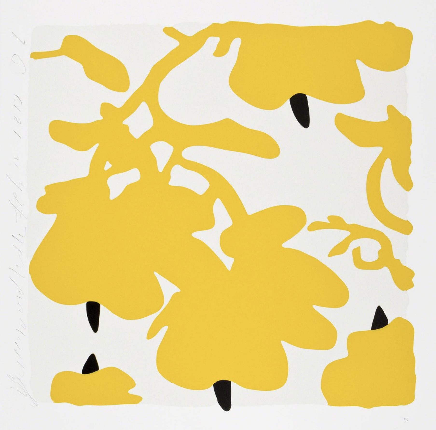 Donald Sultan – Lantern Flowers - Yellow/White background, 2017 – Zeefdruk