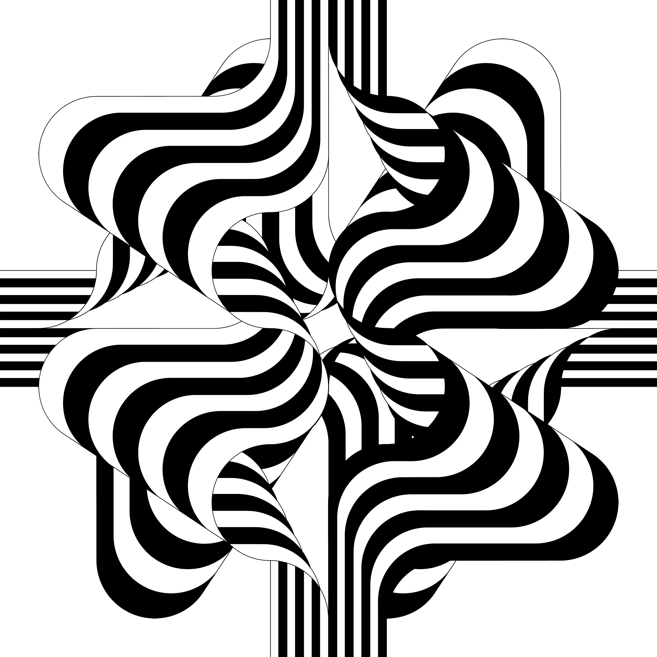 Julio Le Parc – Larga marcha, 4 bifurcaciones, 1 (black and white), 2021 – Lithographie