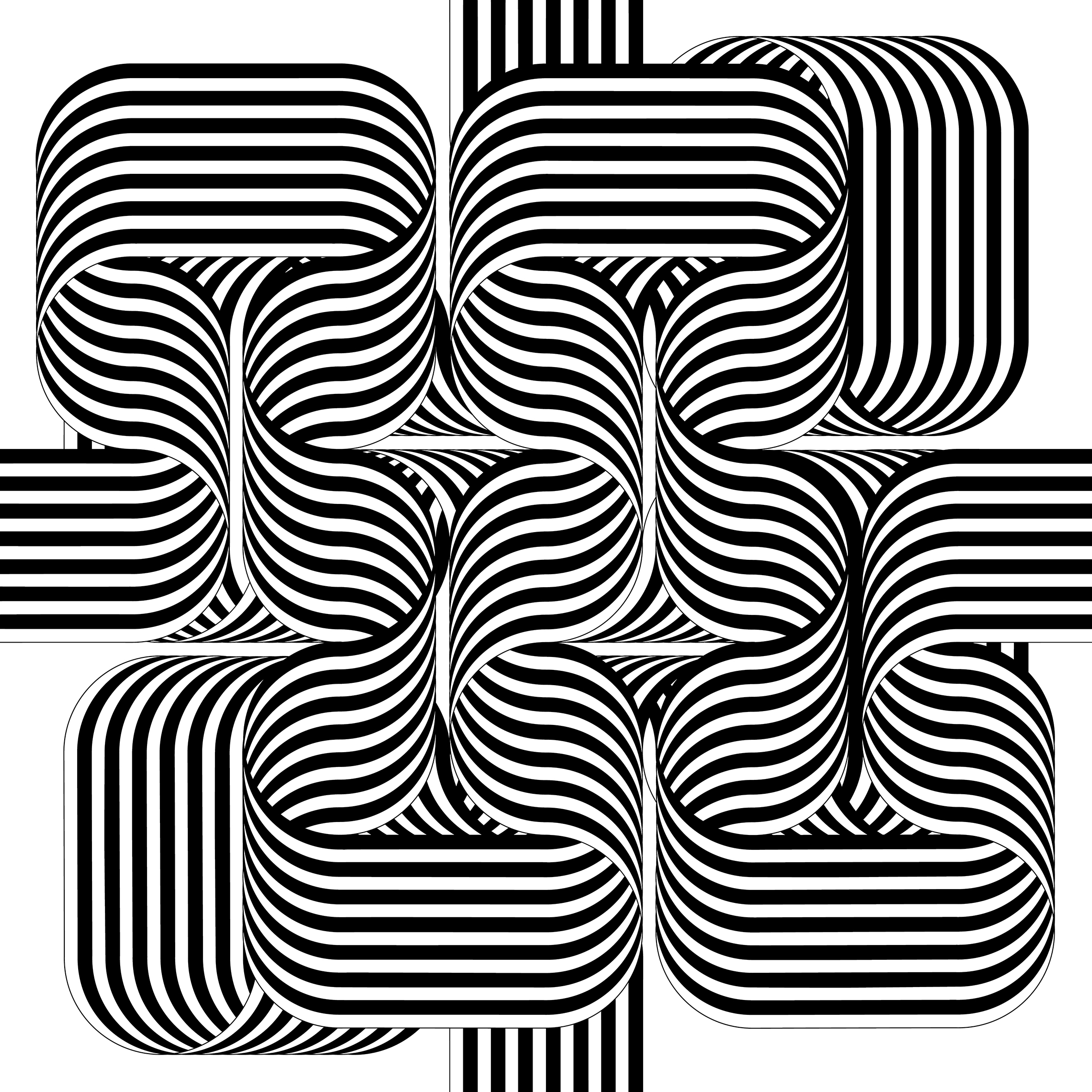 Julio Le Parc – Larga marcha, 4 bifurcaciones, 2 (black and white), 2021 – Lithographie
