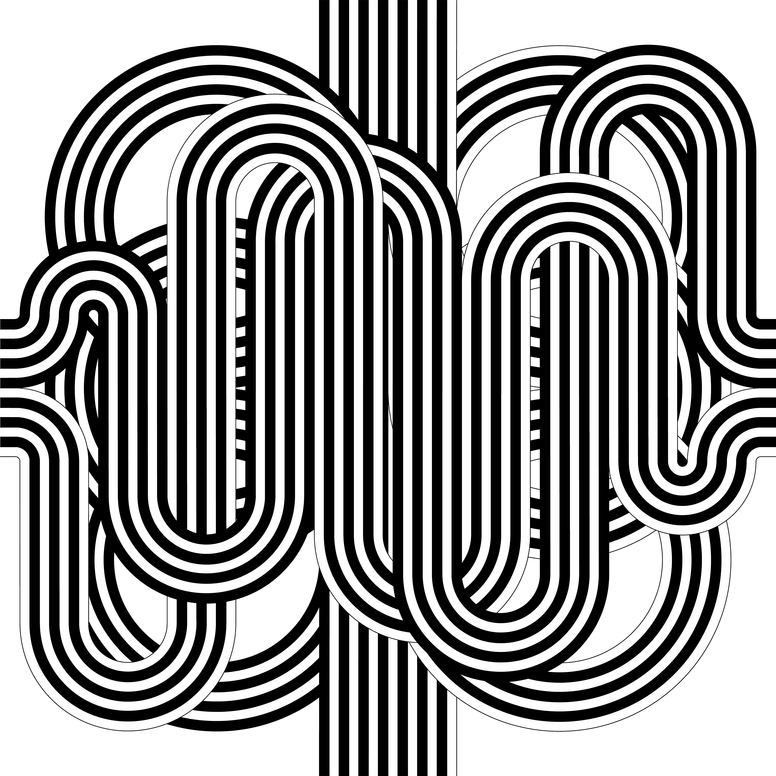 Julio Le Parc – Larga marcha, 4 bifurcaciones, 8 (black and white), 2021 – Lithographie
