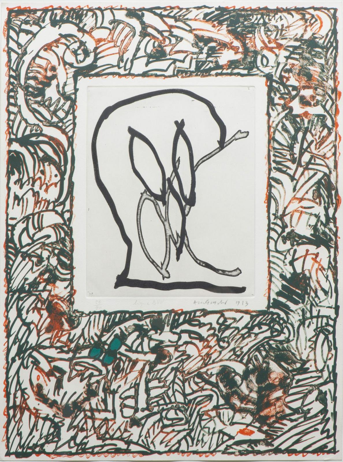 Pierre Alechinsky – Ligne BVV, 1983 – Lithographie