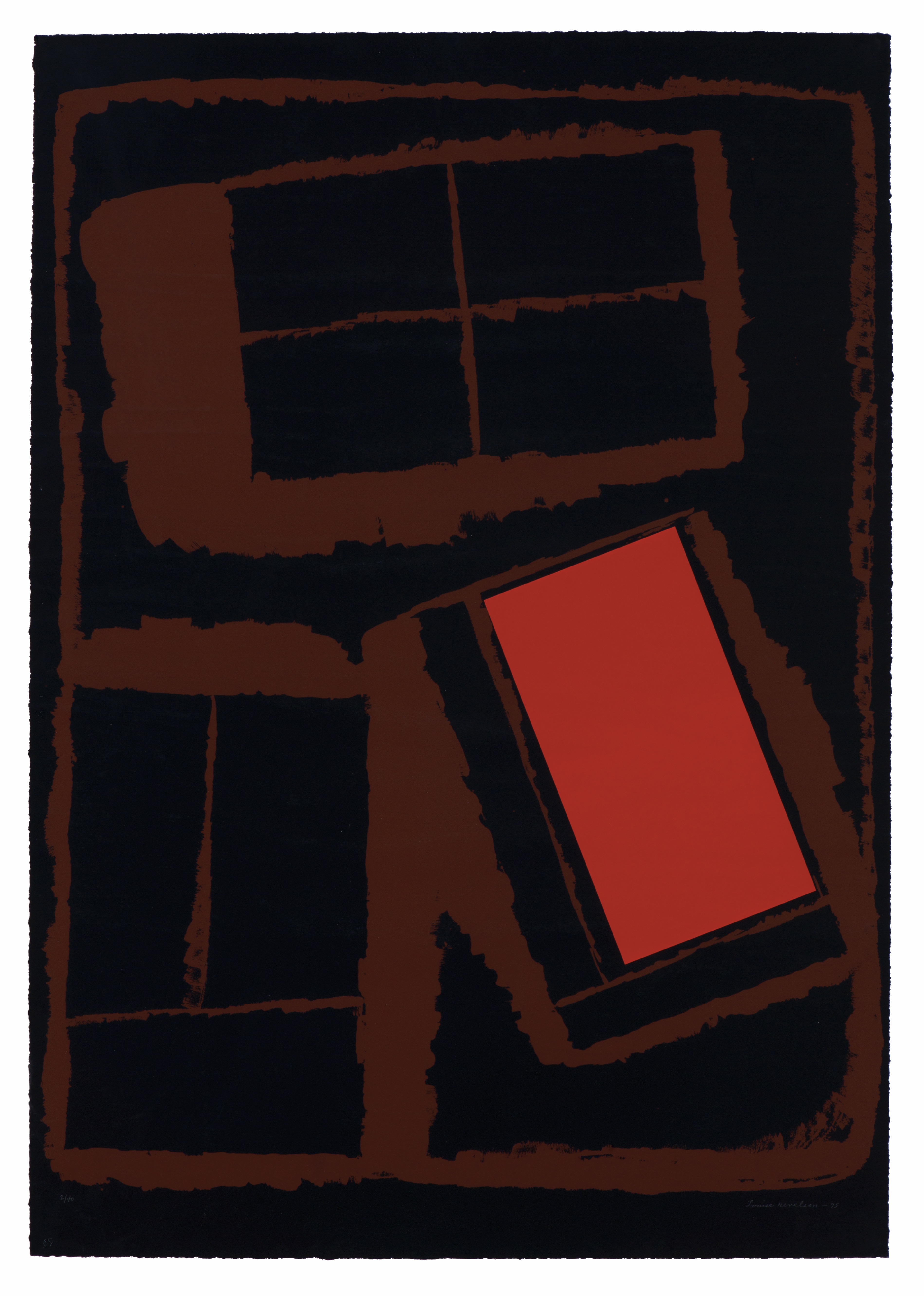 Louise Nevelson – Untitled (Red Rectangle on Black), 1975 – Silkscreen