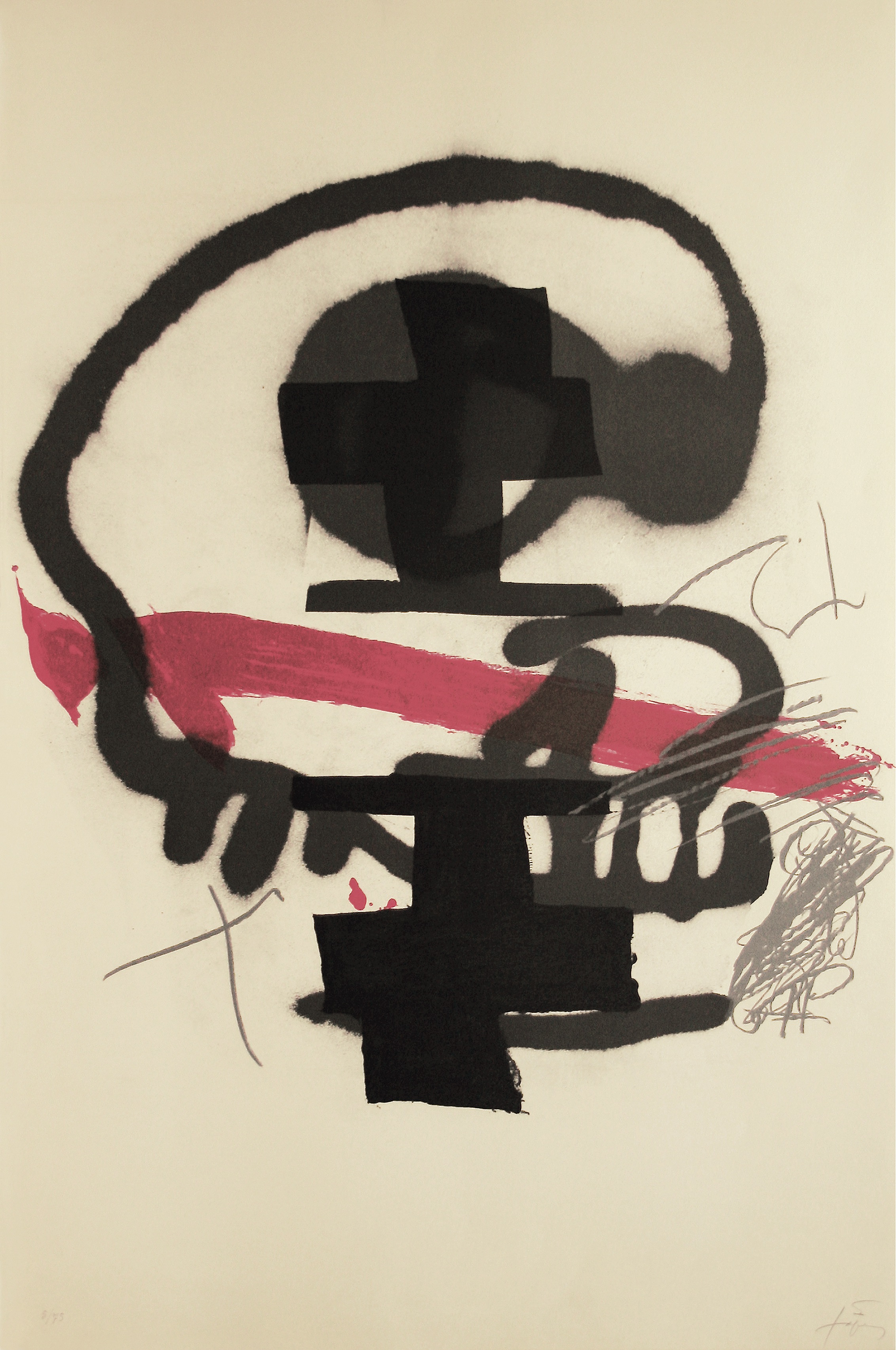 Antoni Tapies – Untitled (Abstract Symbol), 1985 – Lithographie