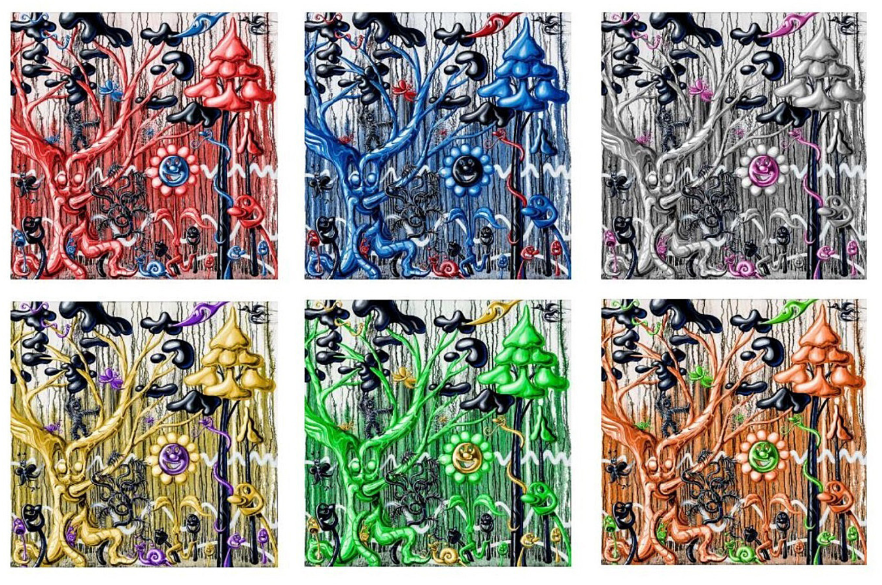 Kenny Scharf – Furungle (Suite of 6), 2021 – Gemengde techniek.