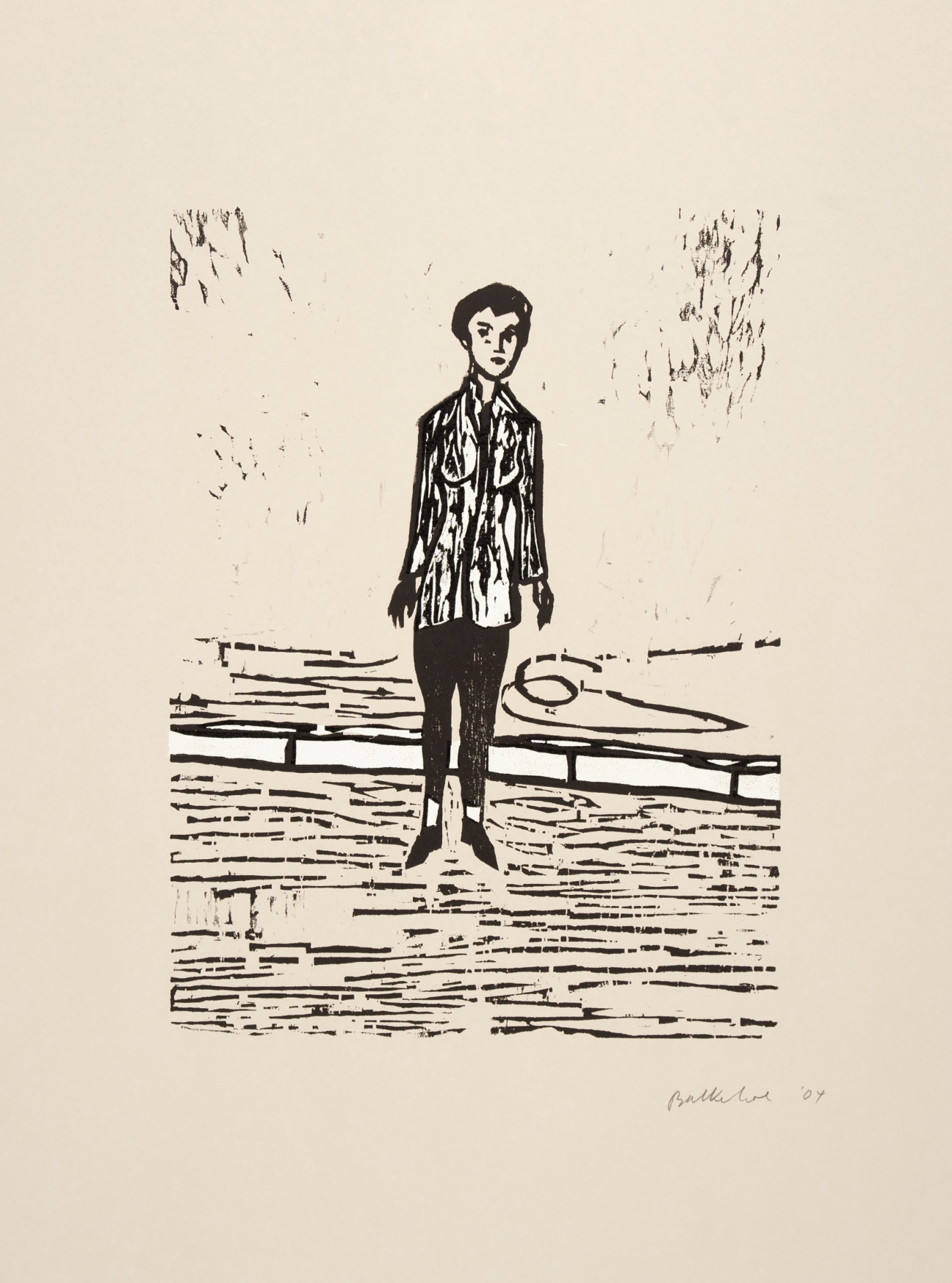 Stephan Balkenhol – Woman in white jacket, 2004 – Woodcut