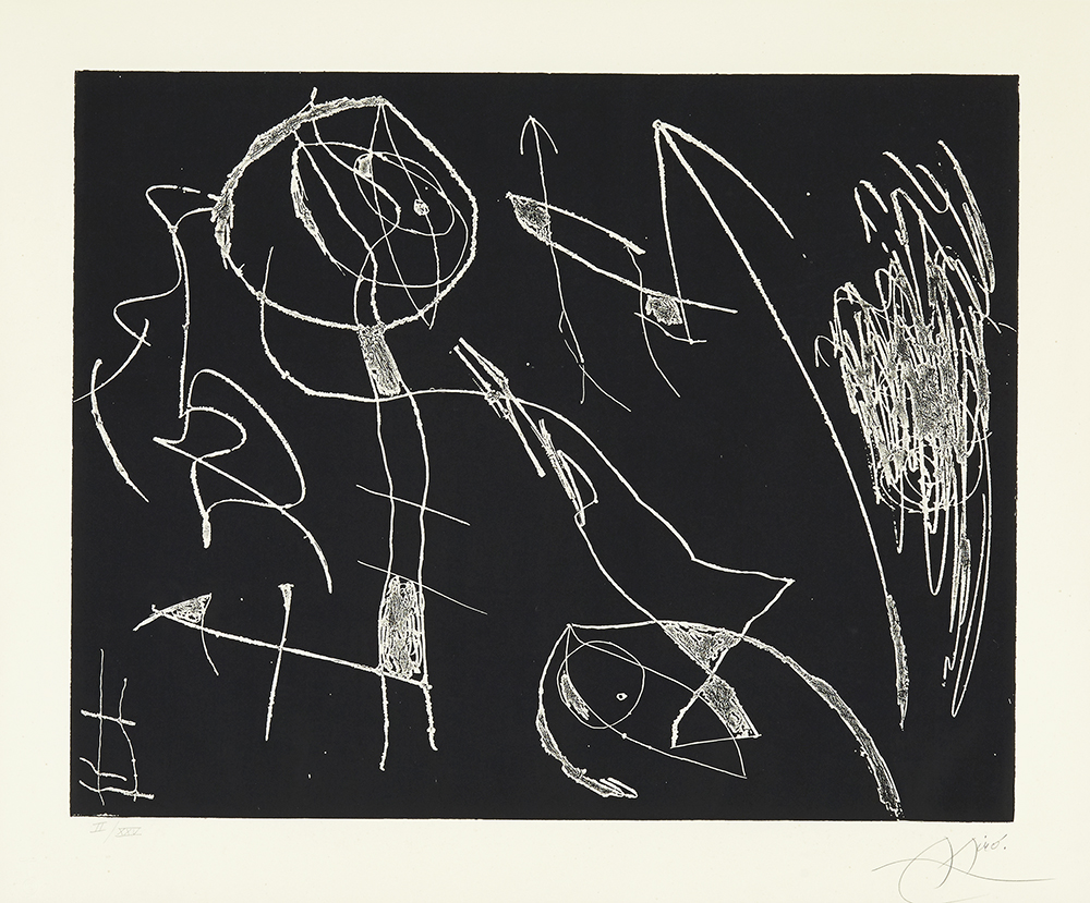 Joan Miró – Serie Mallorca - Negro y blanco I, 1973 – Grabado Aguatinta