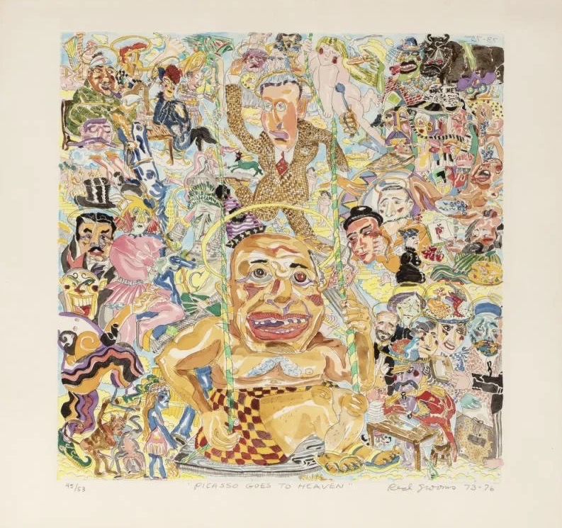 Red Grooms – Picasso Goes to Heaven on a Swing II, 1973-76 – Radierung