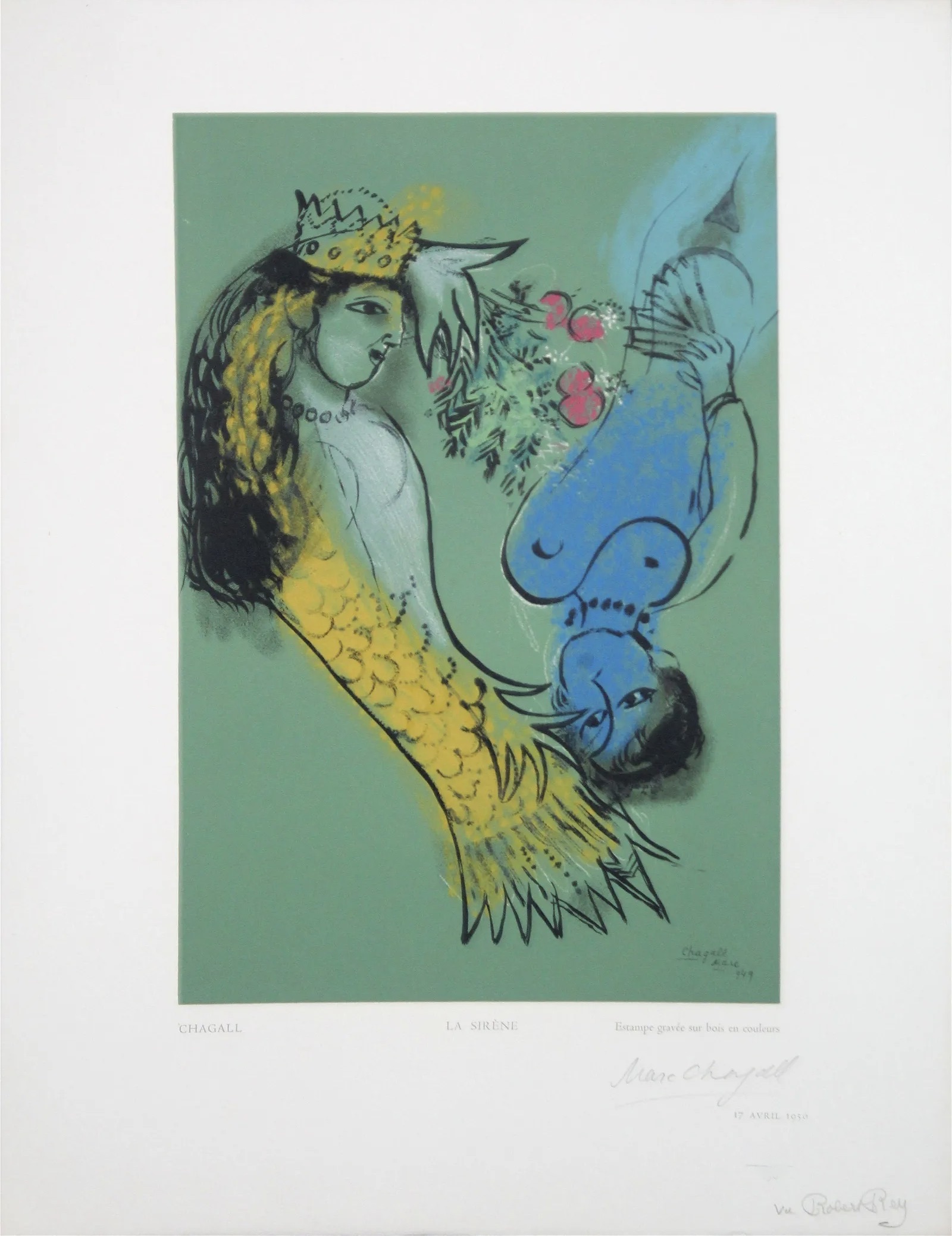 Marc Chagall – La Sirene, 1950 – Grabado en madera