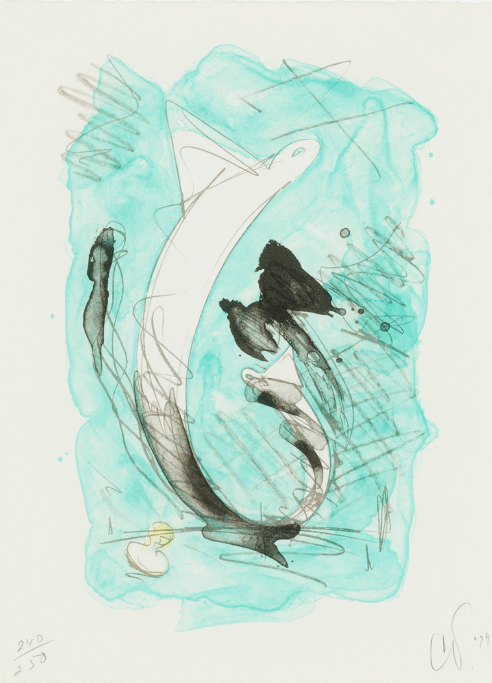 Claes Oldenburg – Sketch for a Sculpture in the Form of a Dress Collar and Tie, with Stud, 1994 – Lithographie