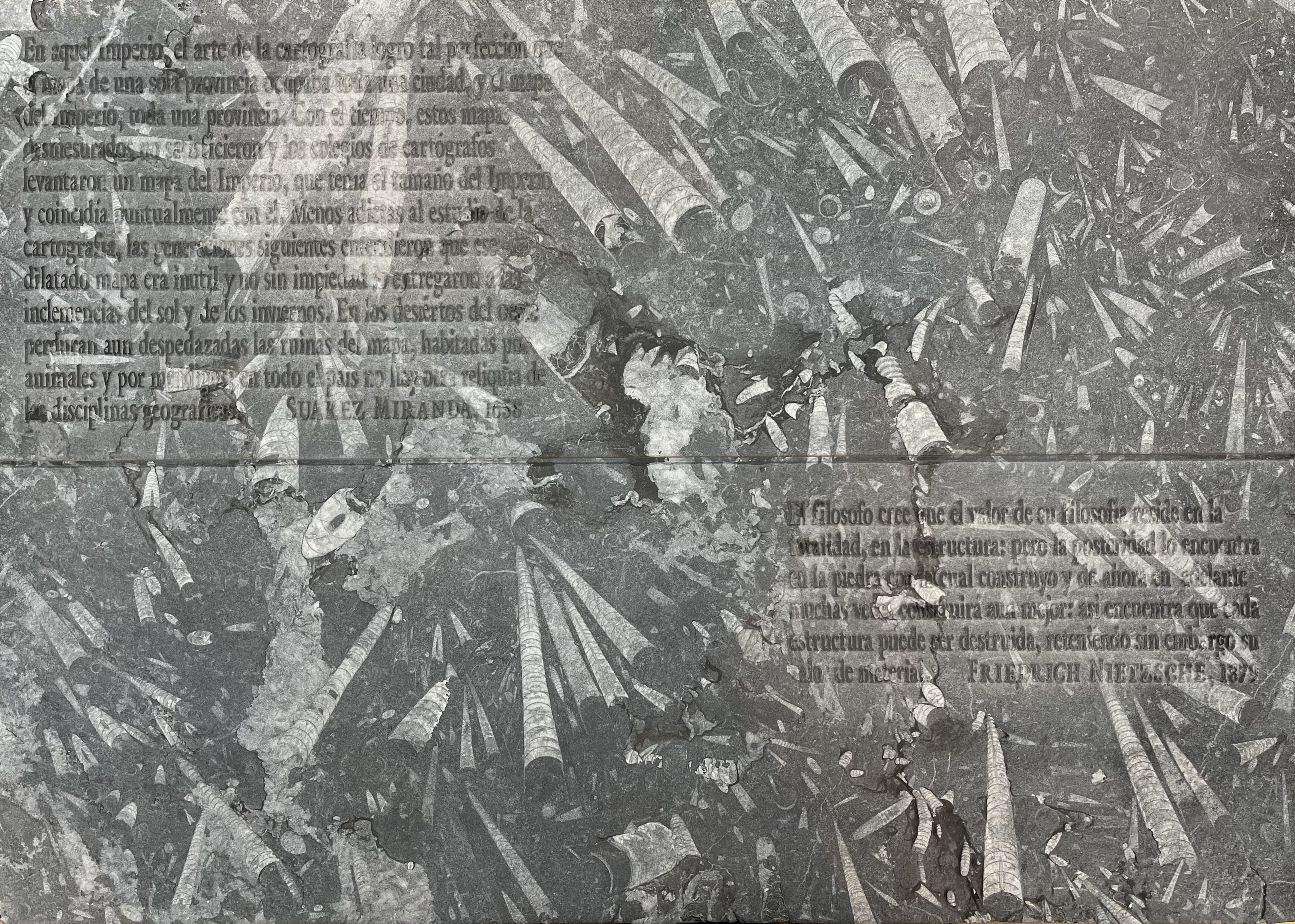 Joseph Kosuth – El mapa de Miranda y la disciplina de Nietzsche, 2004 – Engraving