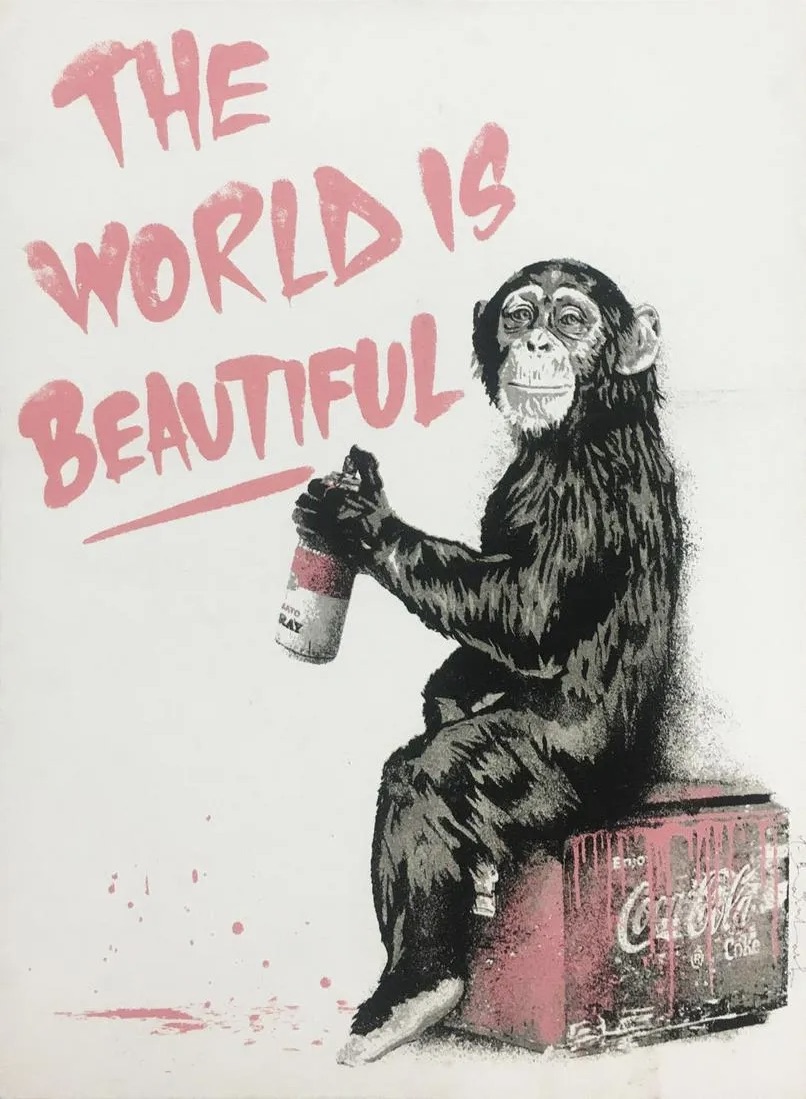 Mr. Brainwash – The World is Beautiful (Pink), 2020 – Screen-print