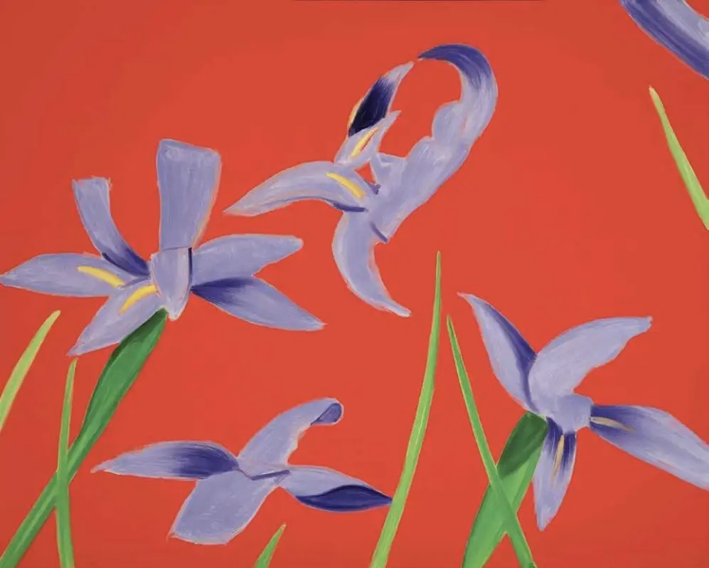 Alex Katz – Purple Irises on Red, 2023 – Archival Print