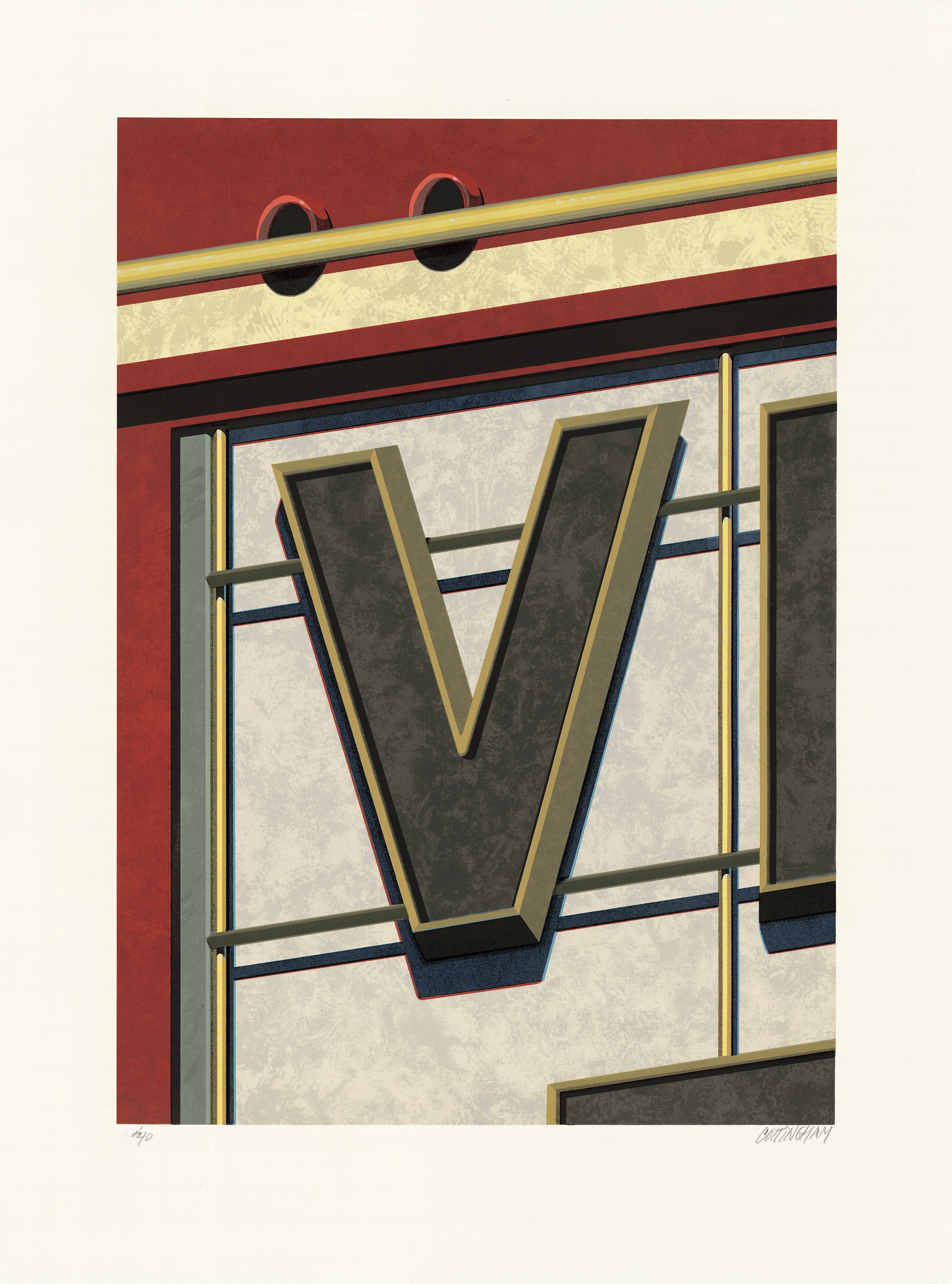 Robert Cottingham – The Letter V, 2001 – Lithographie