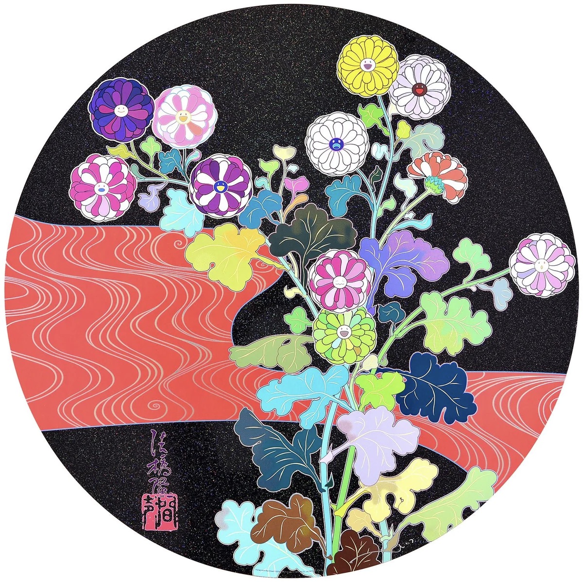 Takashi Murakami – Kansei: Korin red stream, 2010 – Lithograph