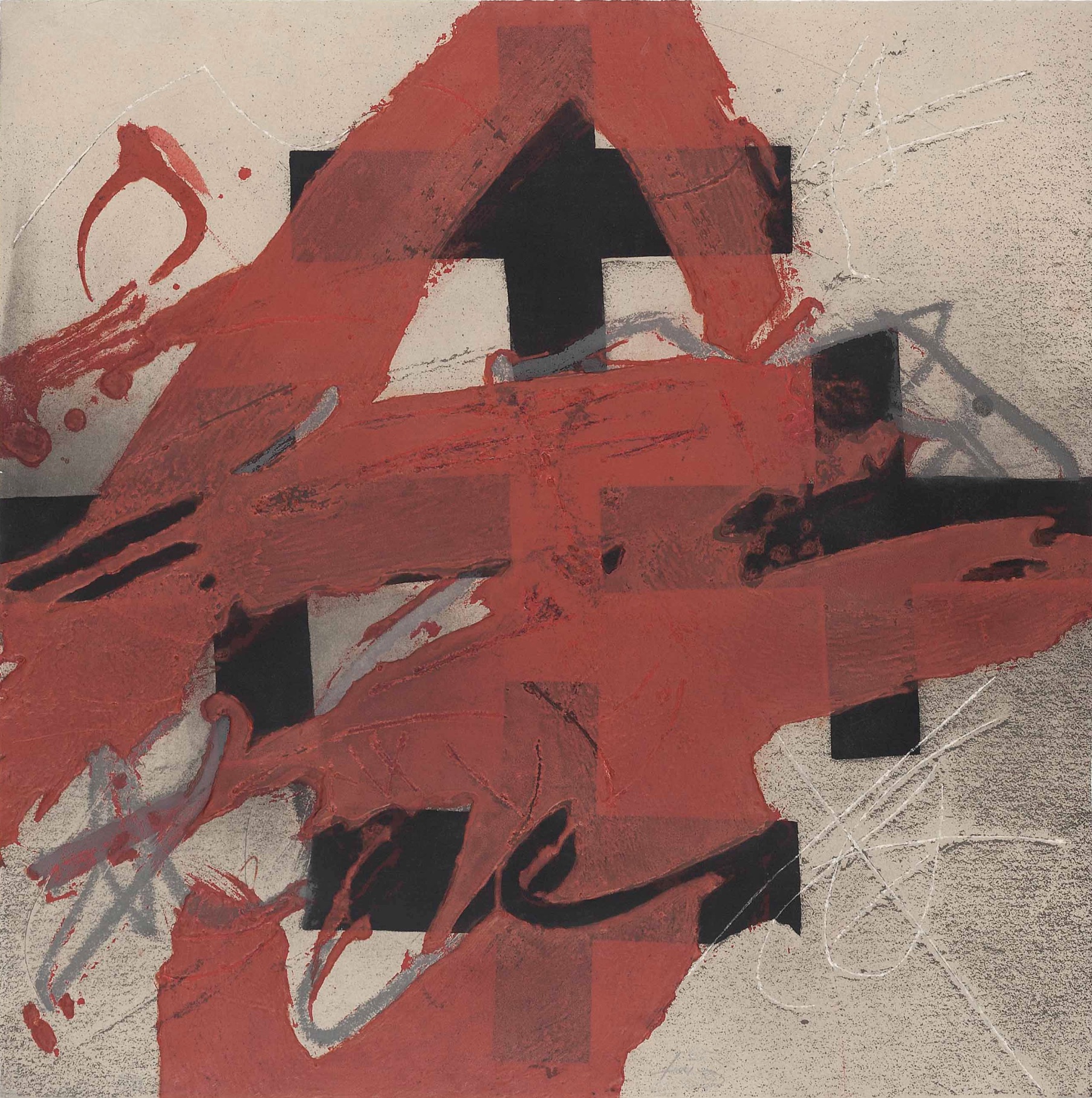Antoni Tapies – Cobert de Roig, 1984 – Ets