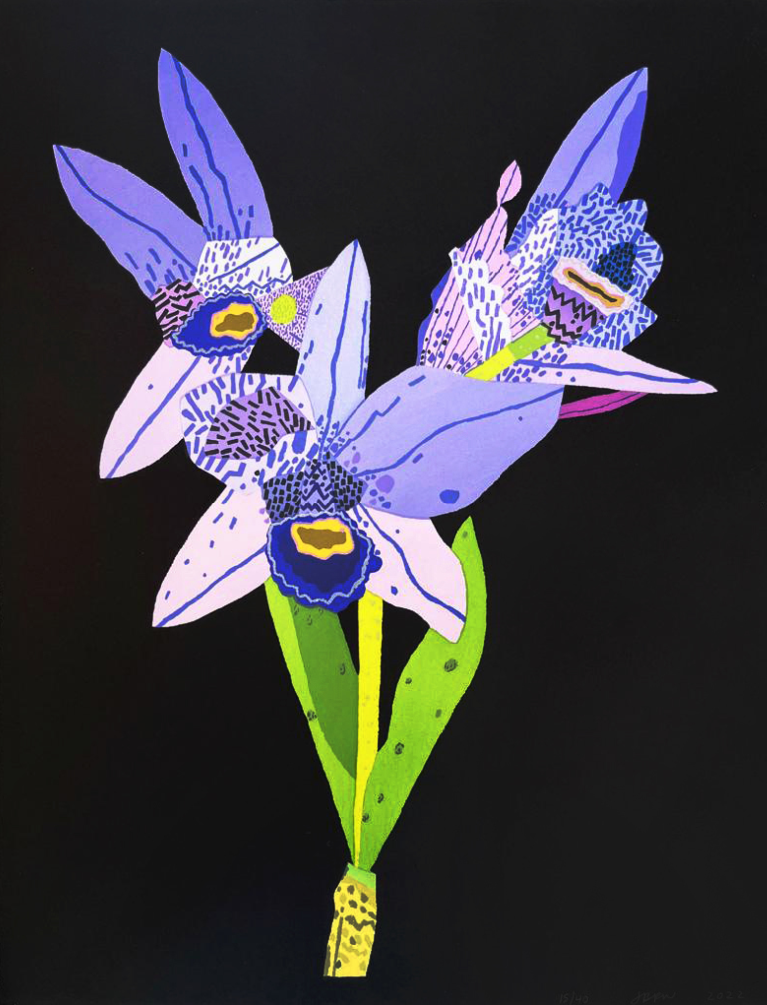 Jonas Wood – Dogface Purple Orchid, 2022 – Lithograph