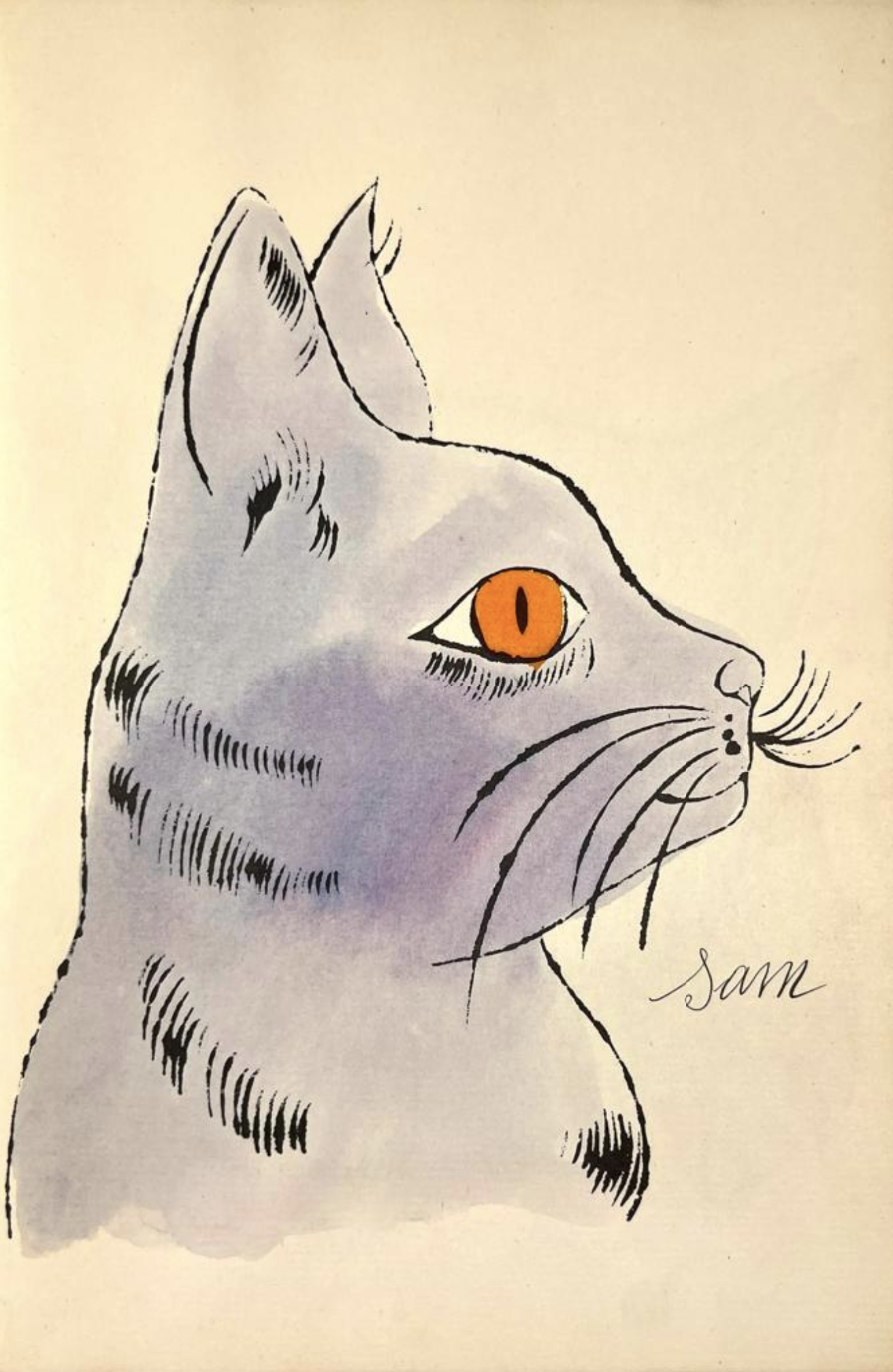 Andy Warhol – 25 Cats Name[d] Sam and One Blue Pussy, IV.57B, ca. 1954 – Mixed Media